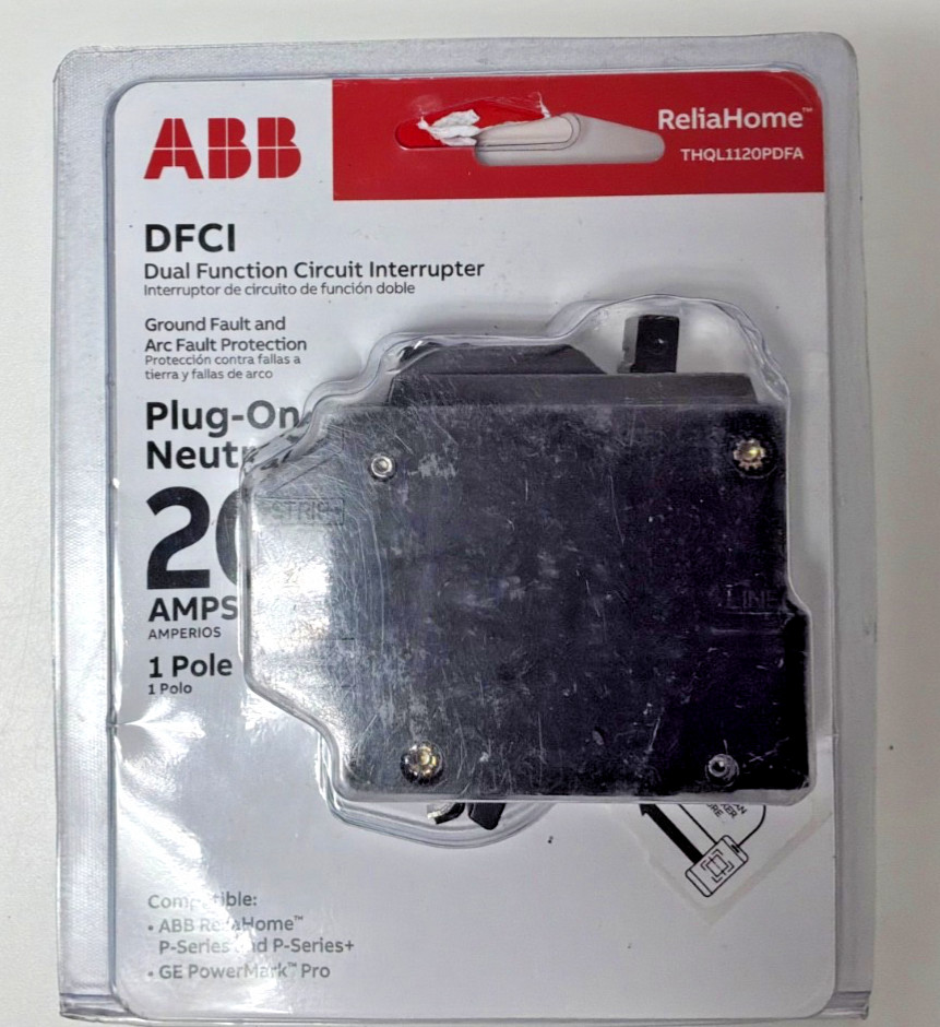 ABB THQL1120PDFA 20 Amp DFCI Circuit Interruptor GF and Arc Fault Prot Plug-On