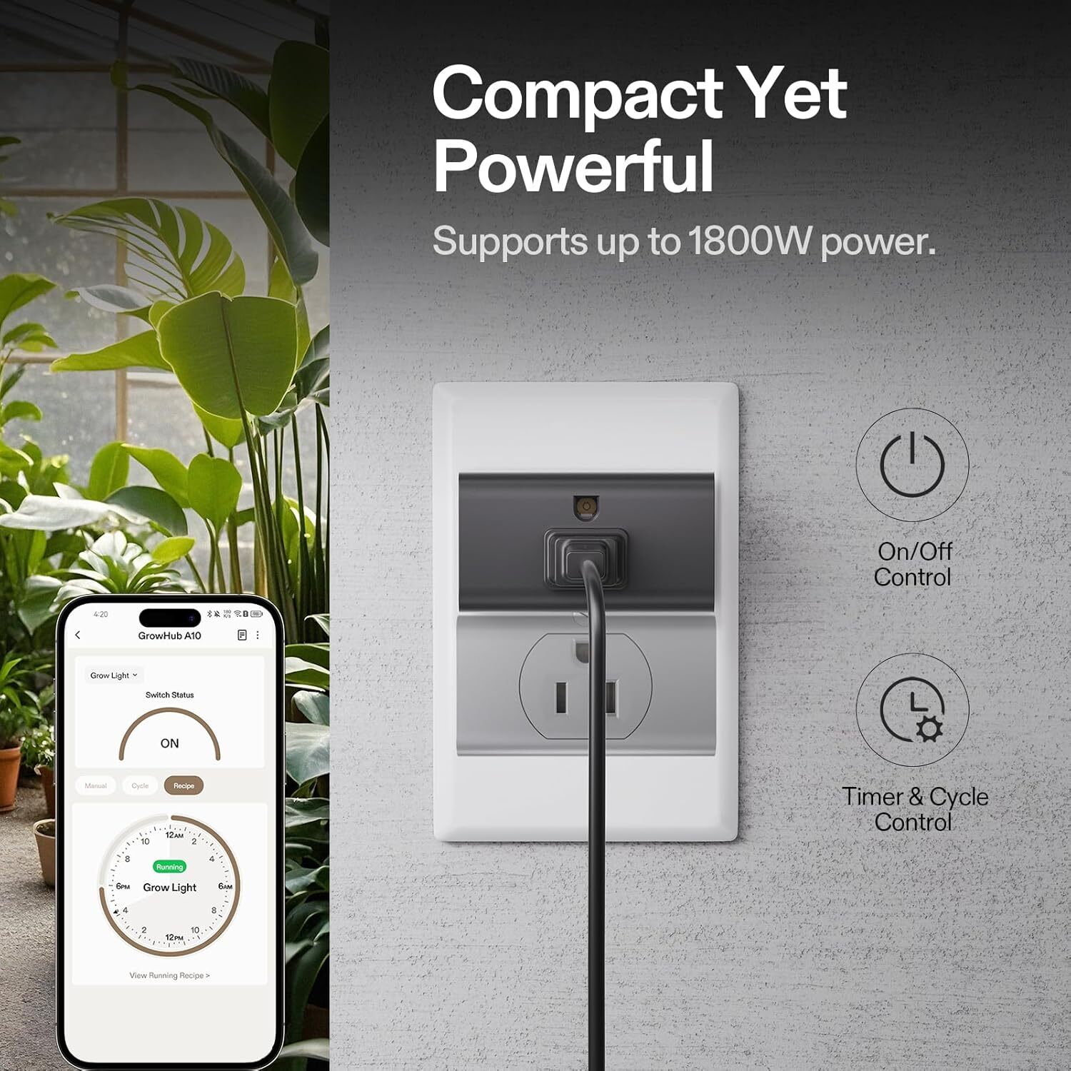 A10 Smart WiFi Outlet GrowHub Controller 15A 1800W w/ VIVOSUN App for Grow Tent
