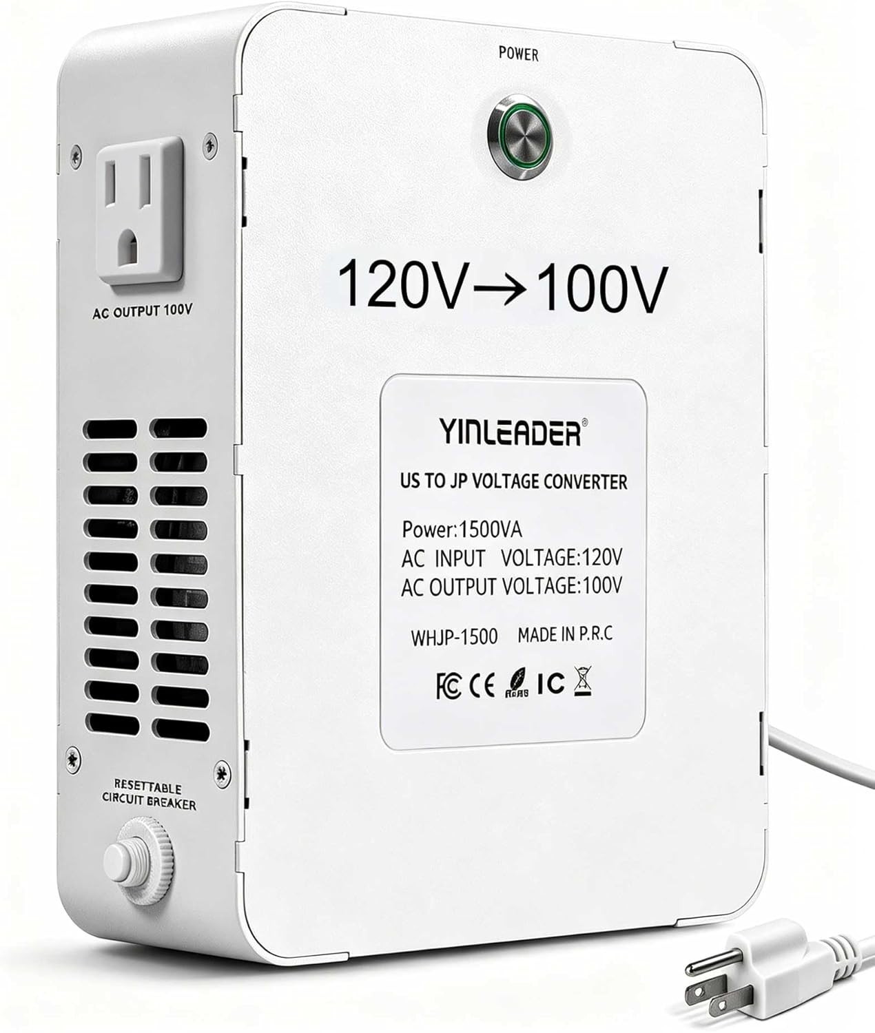 Yinleader 1500W Voltage Converter 120V to 100V Step Down Transformer Japan