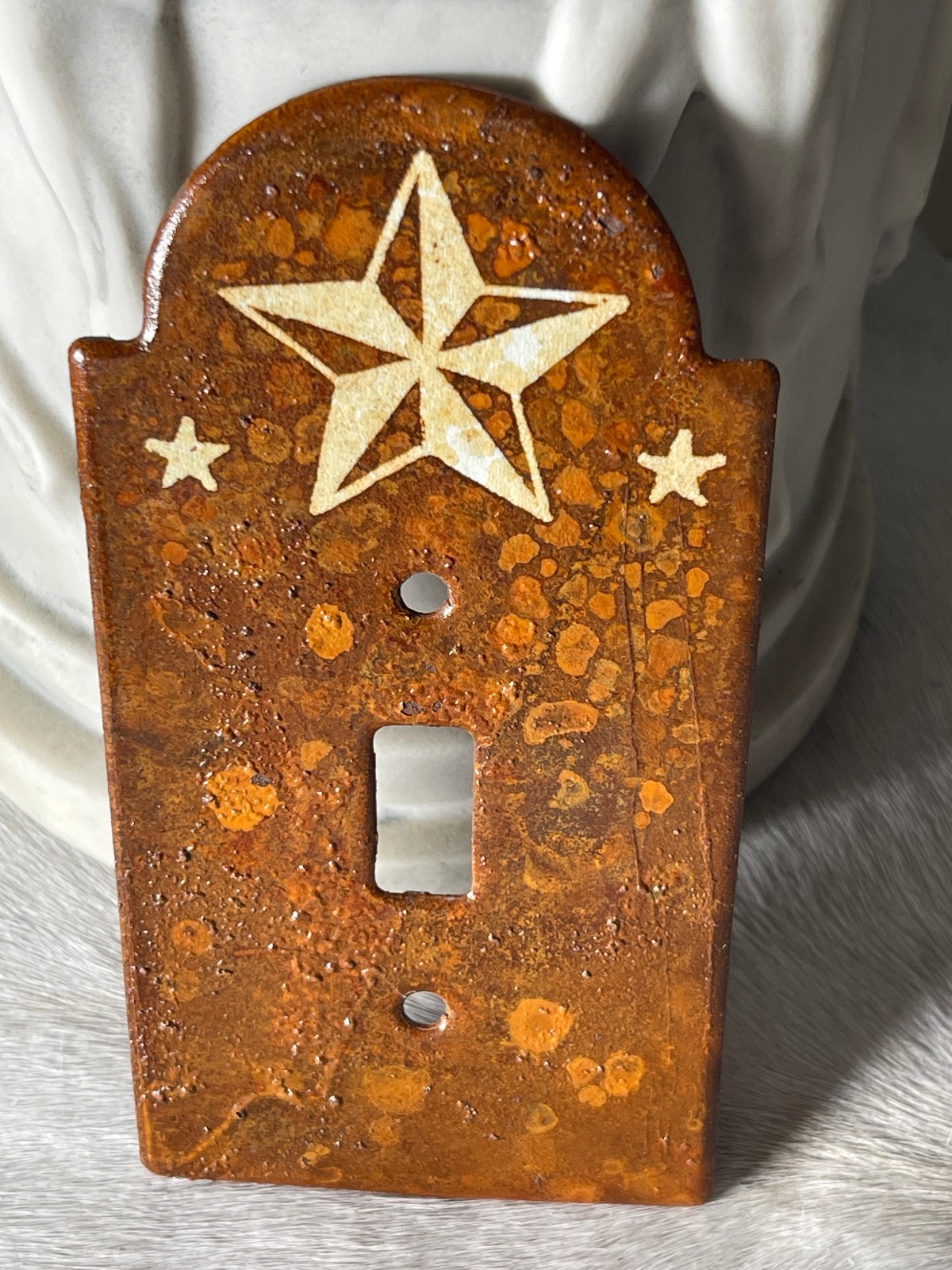 Western Light Switch Plate Cover 6 x 4.25 in TX Star Single Rust Brown No Screw