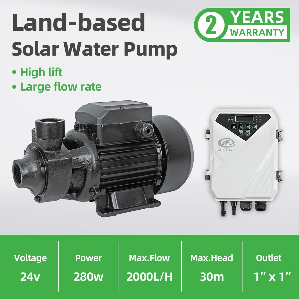 DC Peripheral Solar Water Pump Surface Booster 280W 2000L/H Above Ground Farming