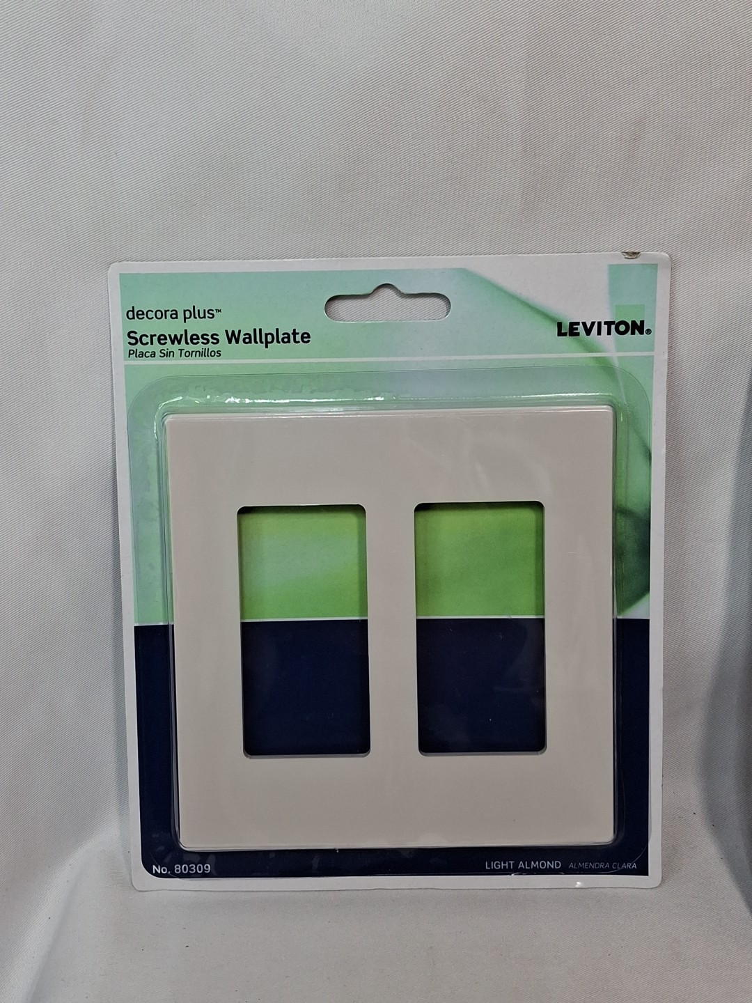 Leviton 80309-T Almond 2-Gang Rocker Screwless Wall Plate 4.56 H x 4.6 W in.