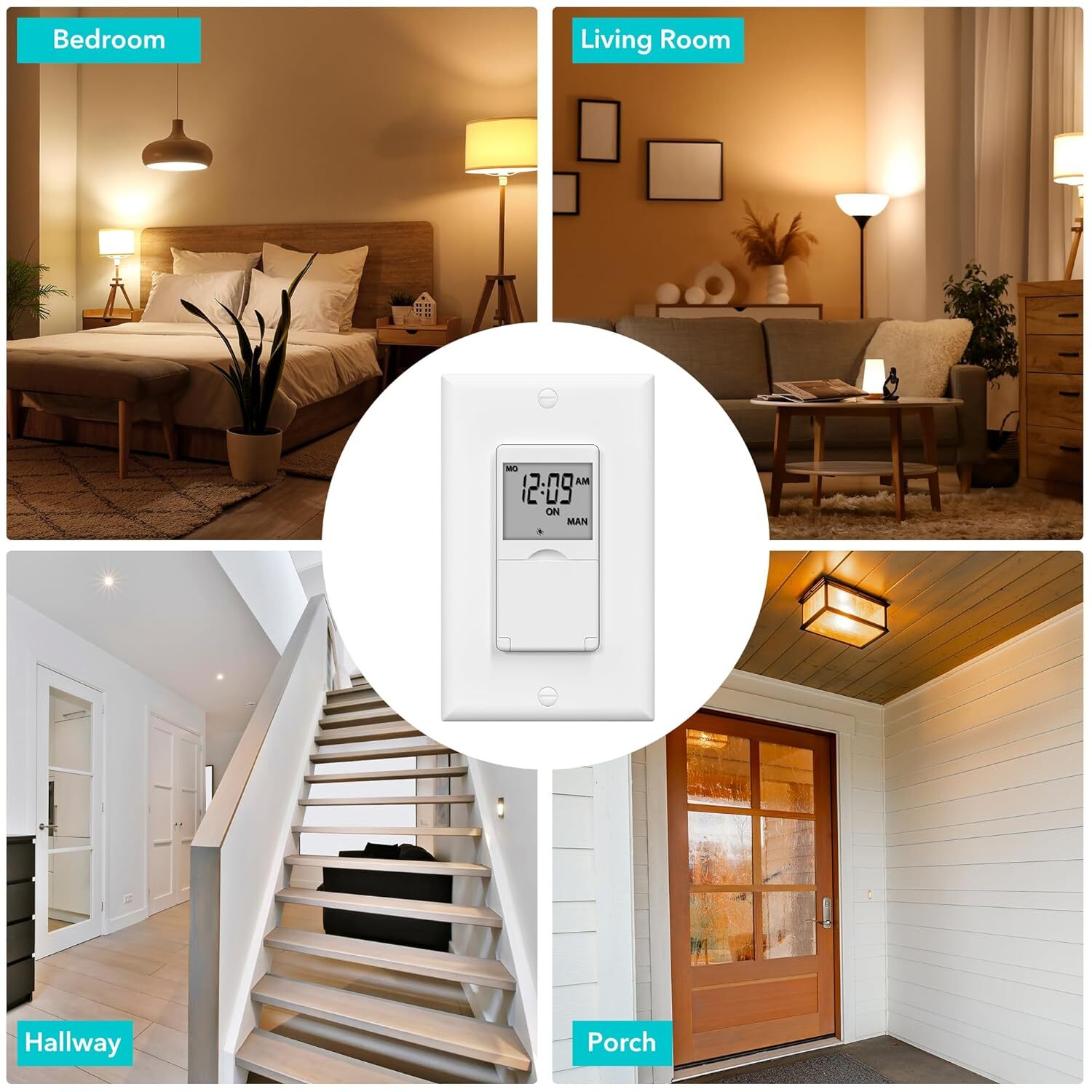 BN-LINK 7 Day Programmable In-Wall Timer Switch Digital For Fans, Lights, Motors