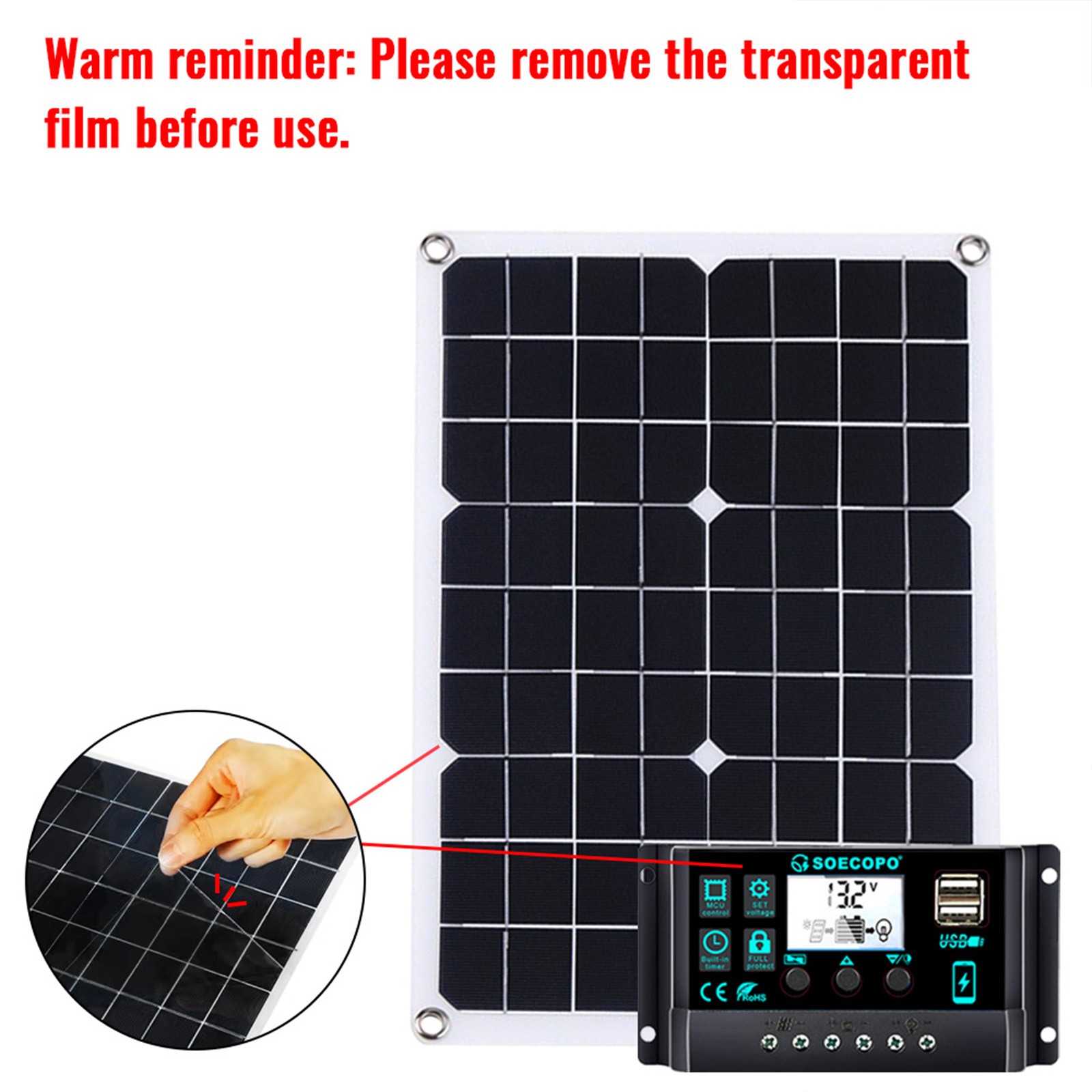 1000W Solar Panels – 2 x 500W Lightweight PV Panels+Y-Cable for Outdoor Charging