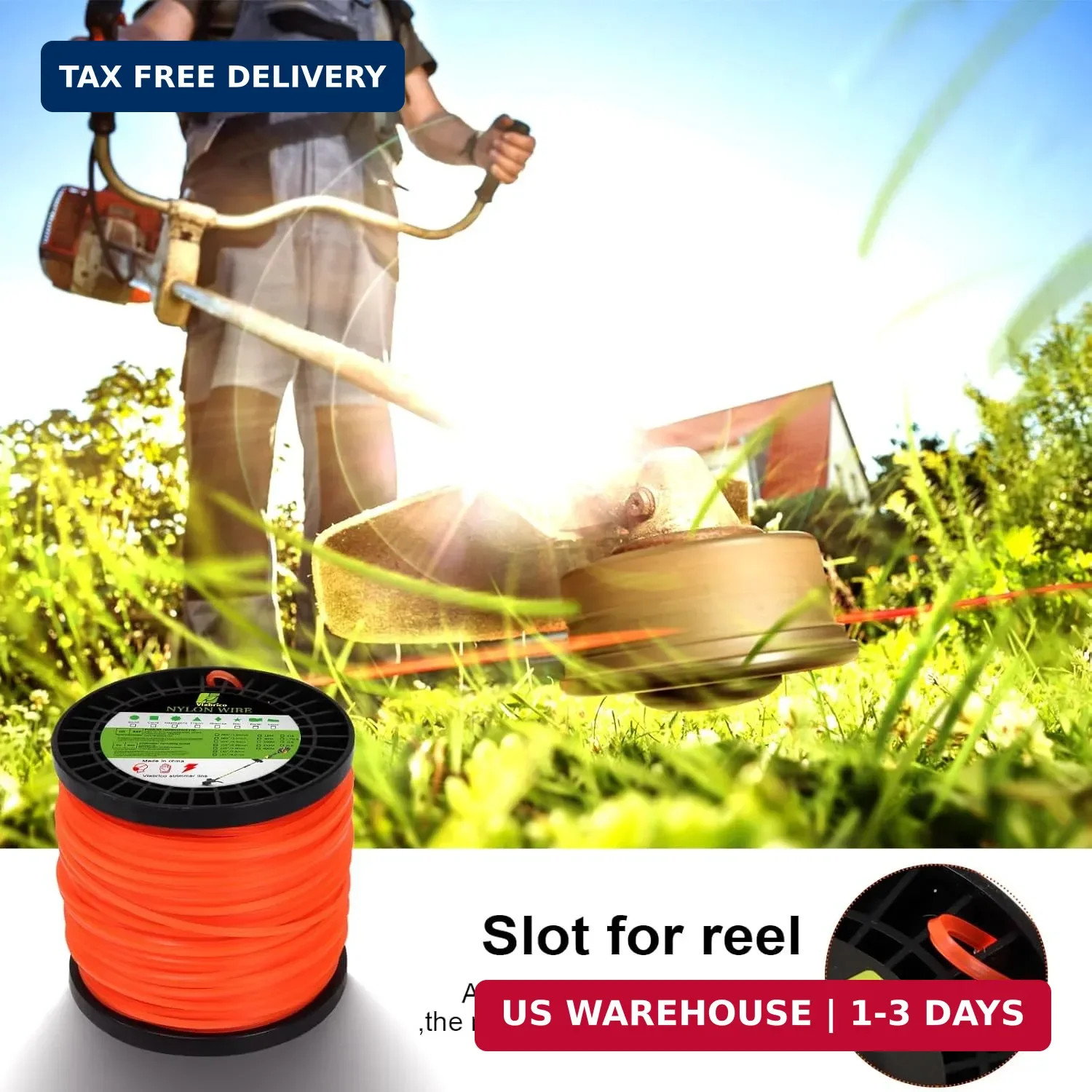 0.095″ Square Eater String 330FT Heavy Duty Nylon Trimmer Line Orange