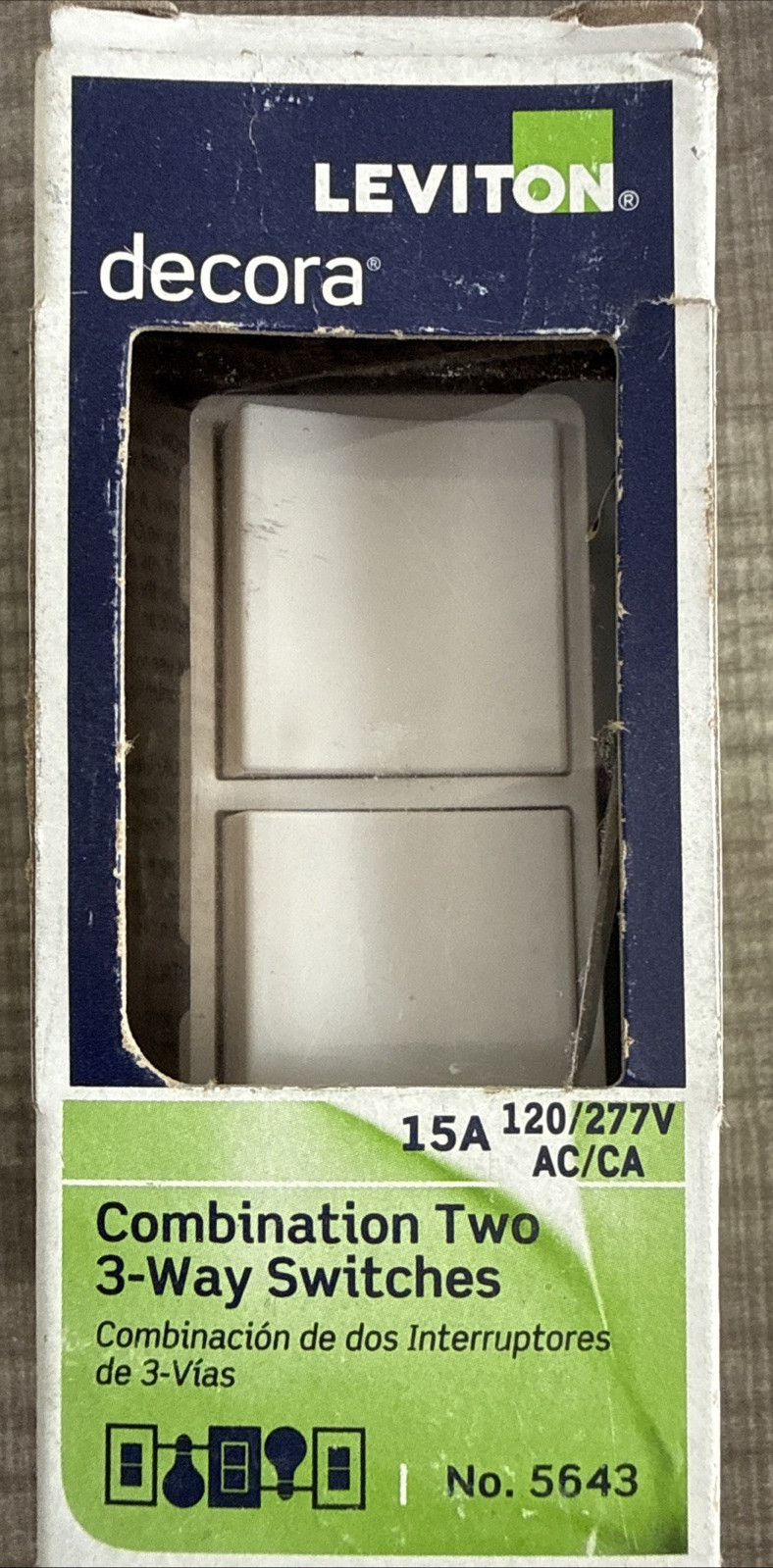 NEW Leviton 5643-W Decora Traditional 3-Way Combination AC Switch 120/277 Volt