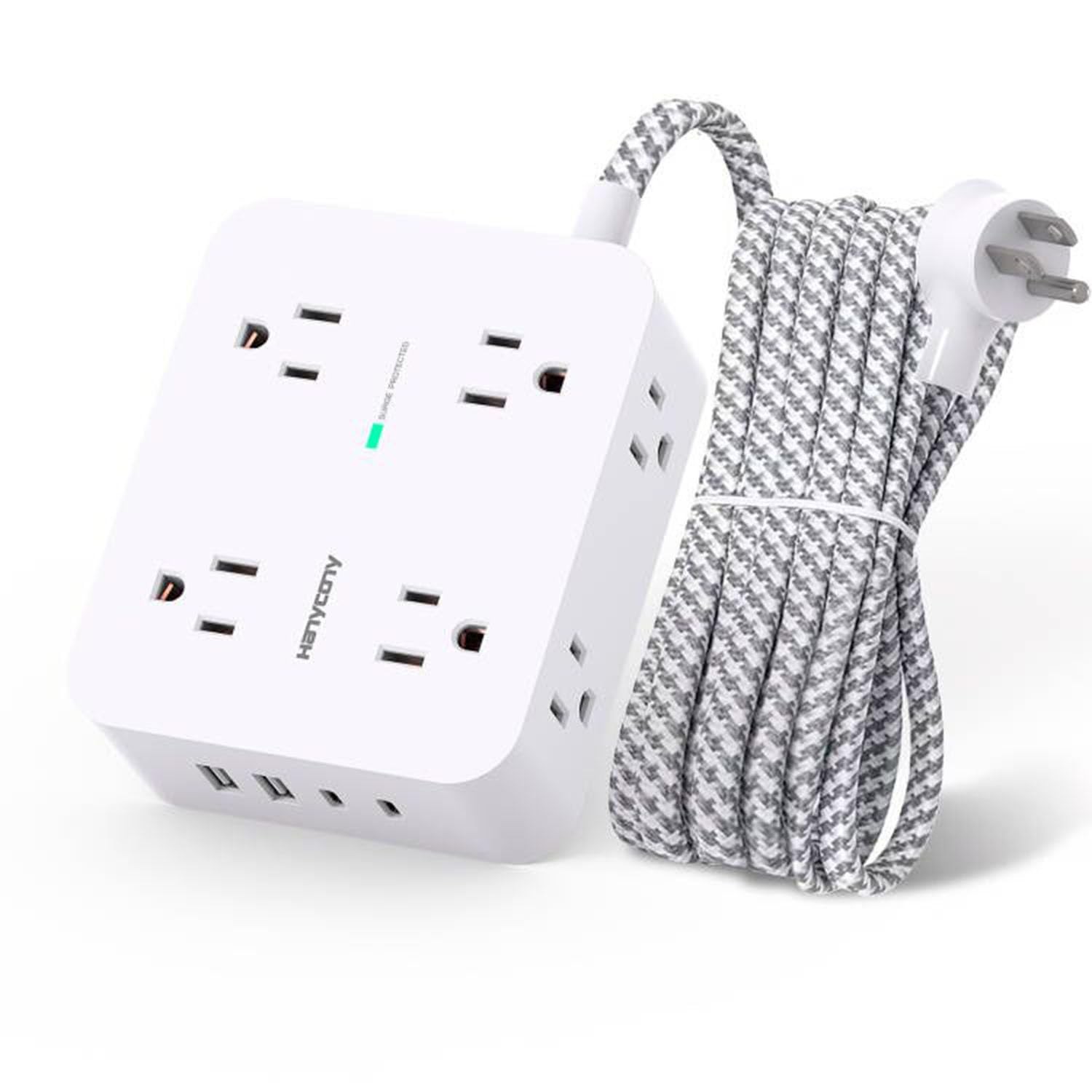 Surge Protector Power Strip, 1080J, 5 Ft Braided Extension Cord