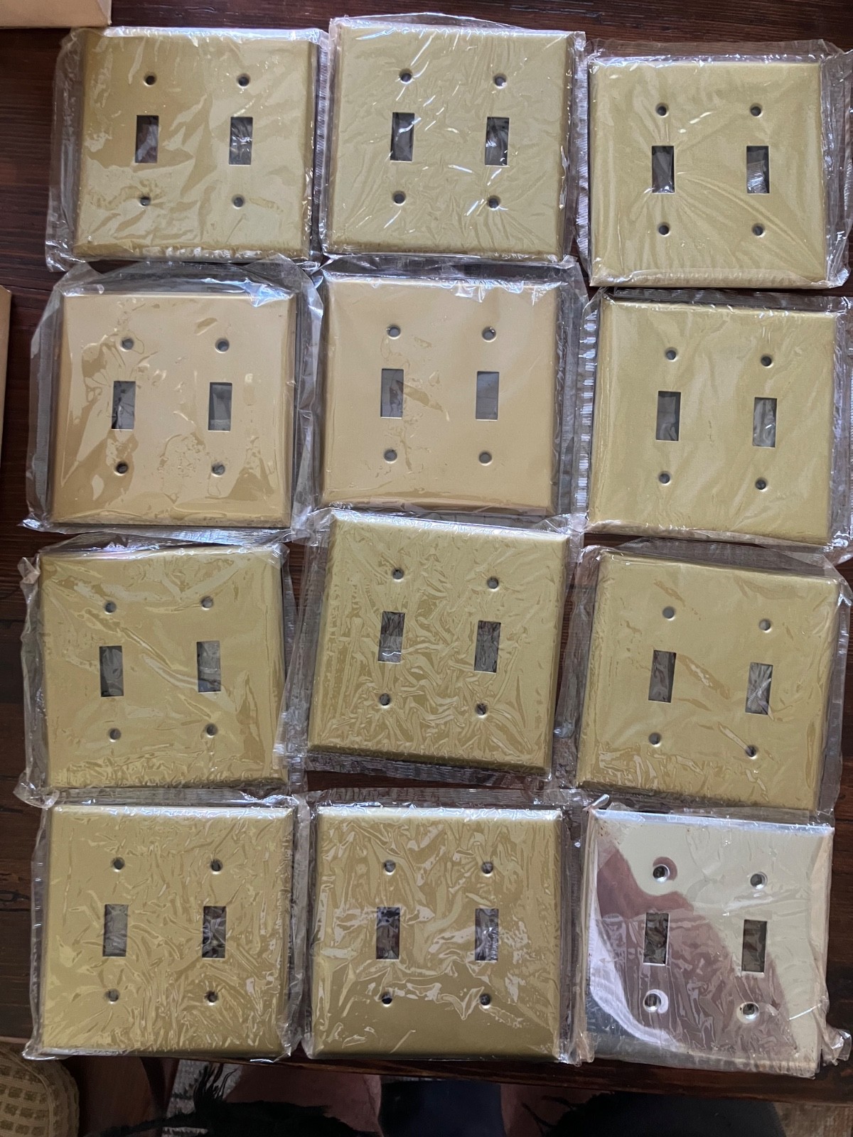 New Old Stock Vintage Lot of 11 Brass 1 Chrome 2 Gang Toggle Light Switch Covers