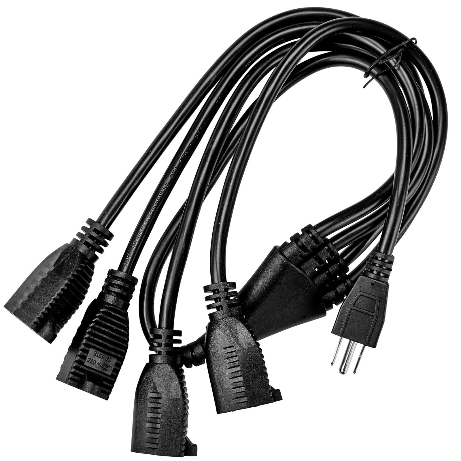 4 Way Power Splitter 14 Cable Strip 3 Prong Outlet 3 Ft Y Extension 16 AWG