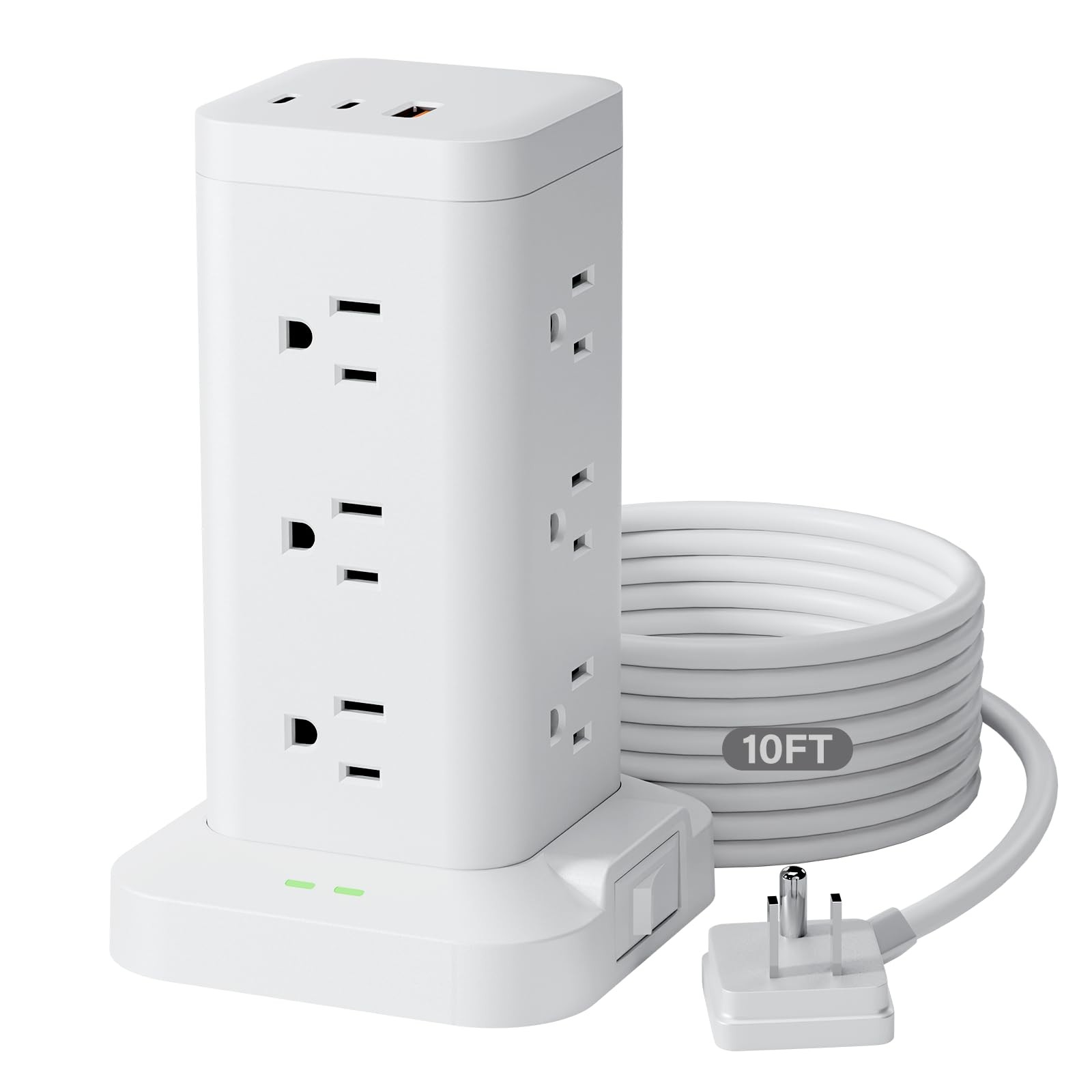 Power Strip Tower with Surge Protector 1800J, Fast Charging Tower PD20W USB-P…
