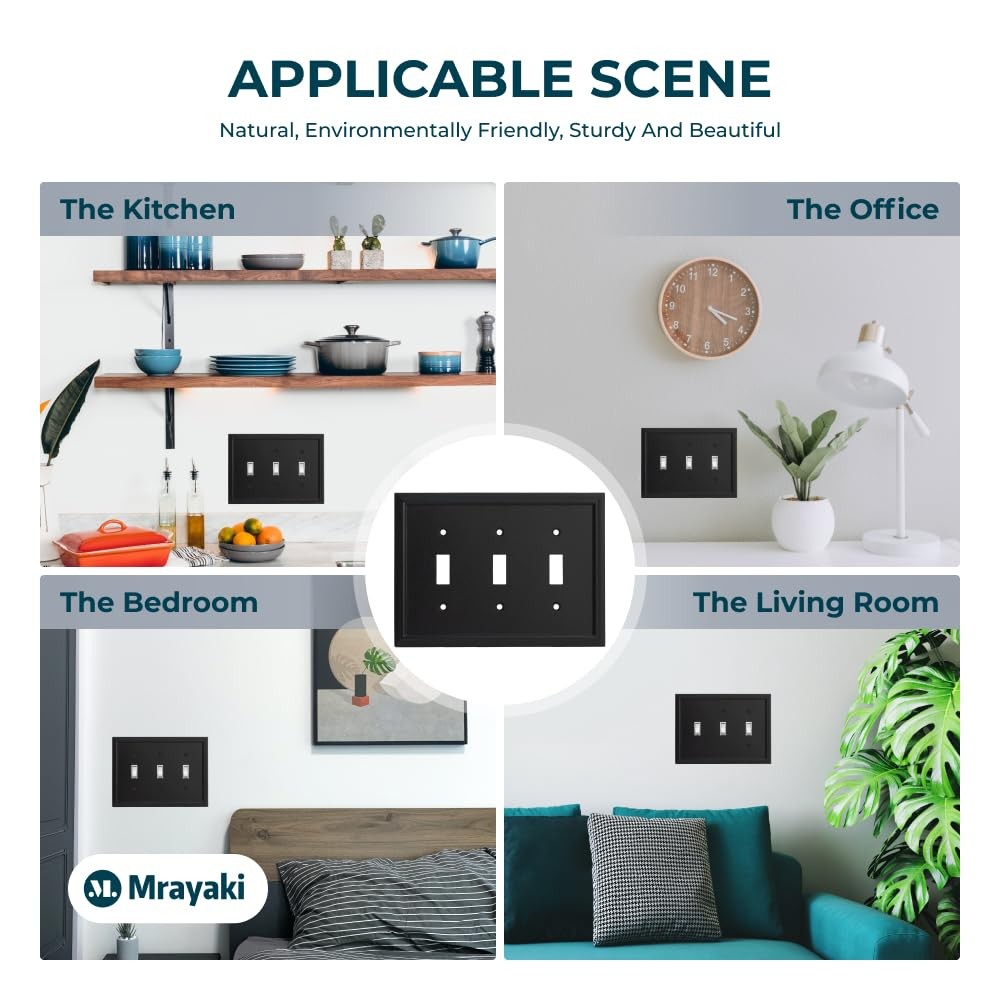 Wall Plate, Duplex Outlet Covers, Matte Black Light Switch Cover – Natural Ba…