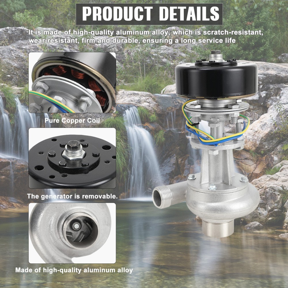 1000W 220v 3,500RPM Watt Aluminum alloy Turbine Hydroelectric Generator Lighting