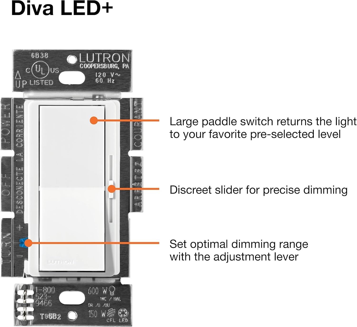 LED+ Dimmer Switch, 1 pack, Brown