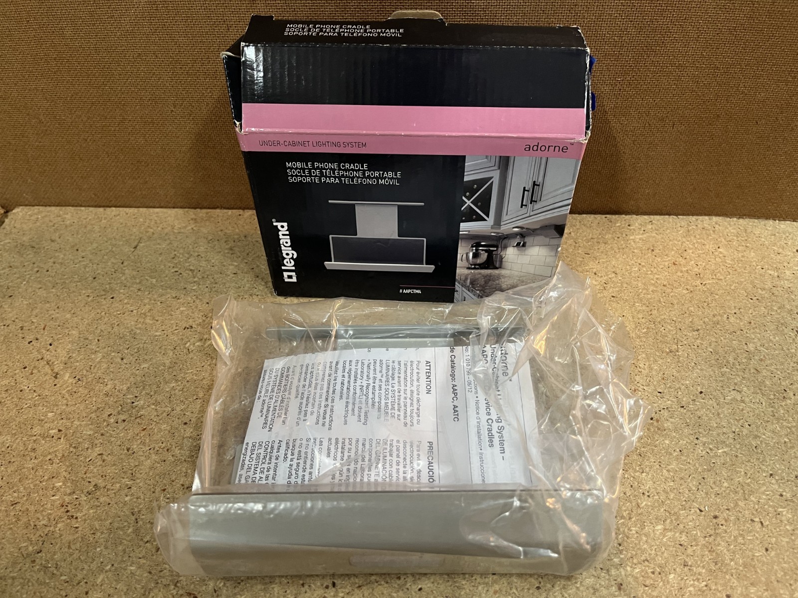 Legrand Mobile Phone Cradle AAPCTM4 Gray/Black Under Cabinet Kitchen Holder C16