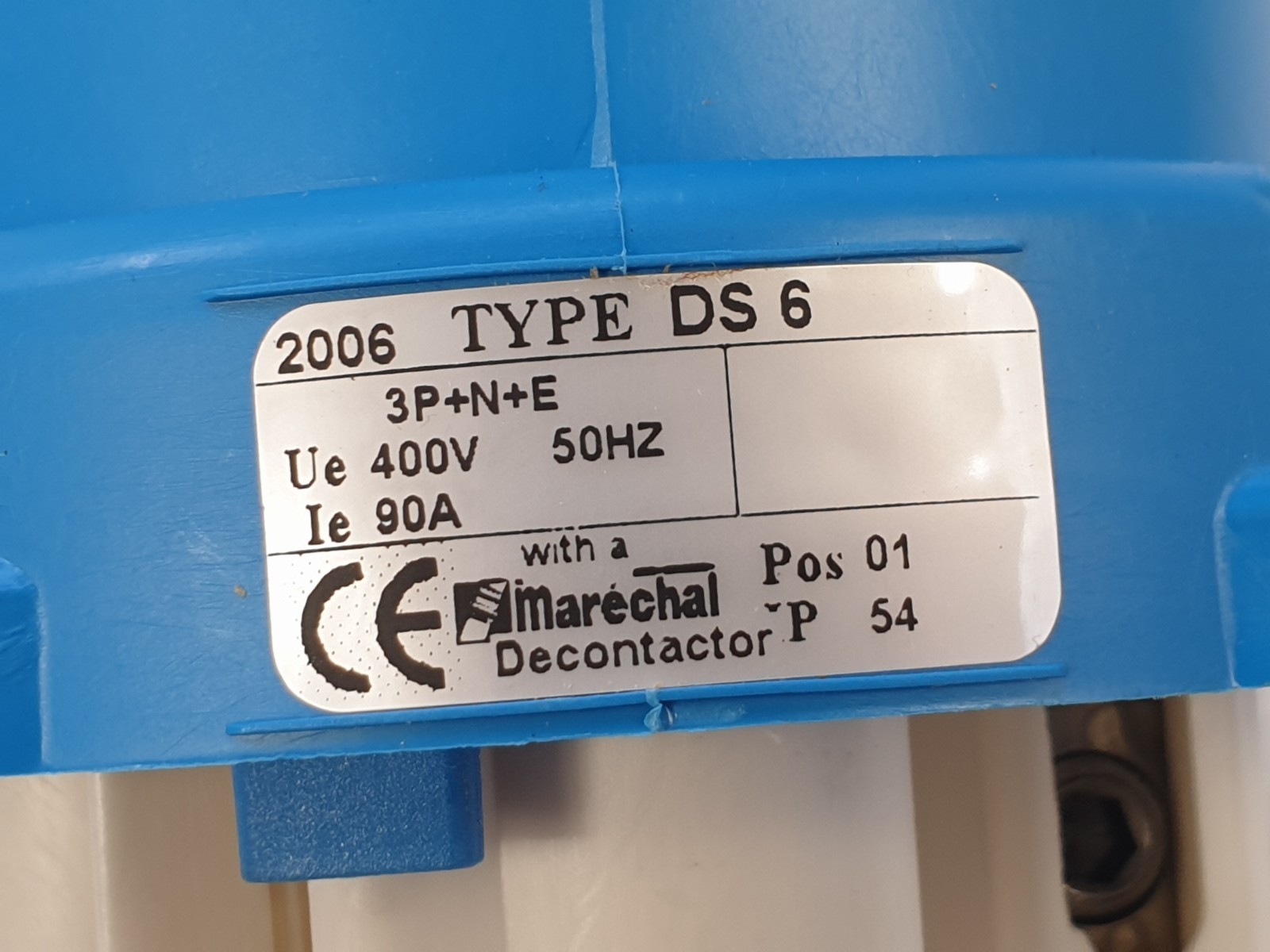 Marechal DS6 Appliance Inlet 3168017 400VAC 50Hz 90A 3P+N+E Blue Poly IP54 Unuse