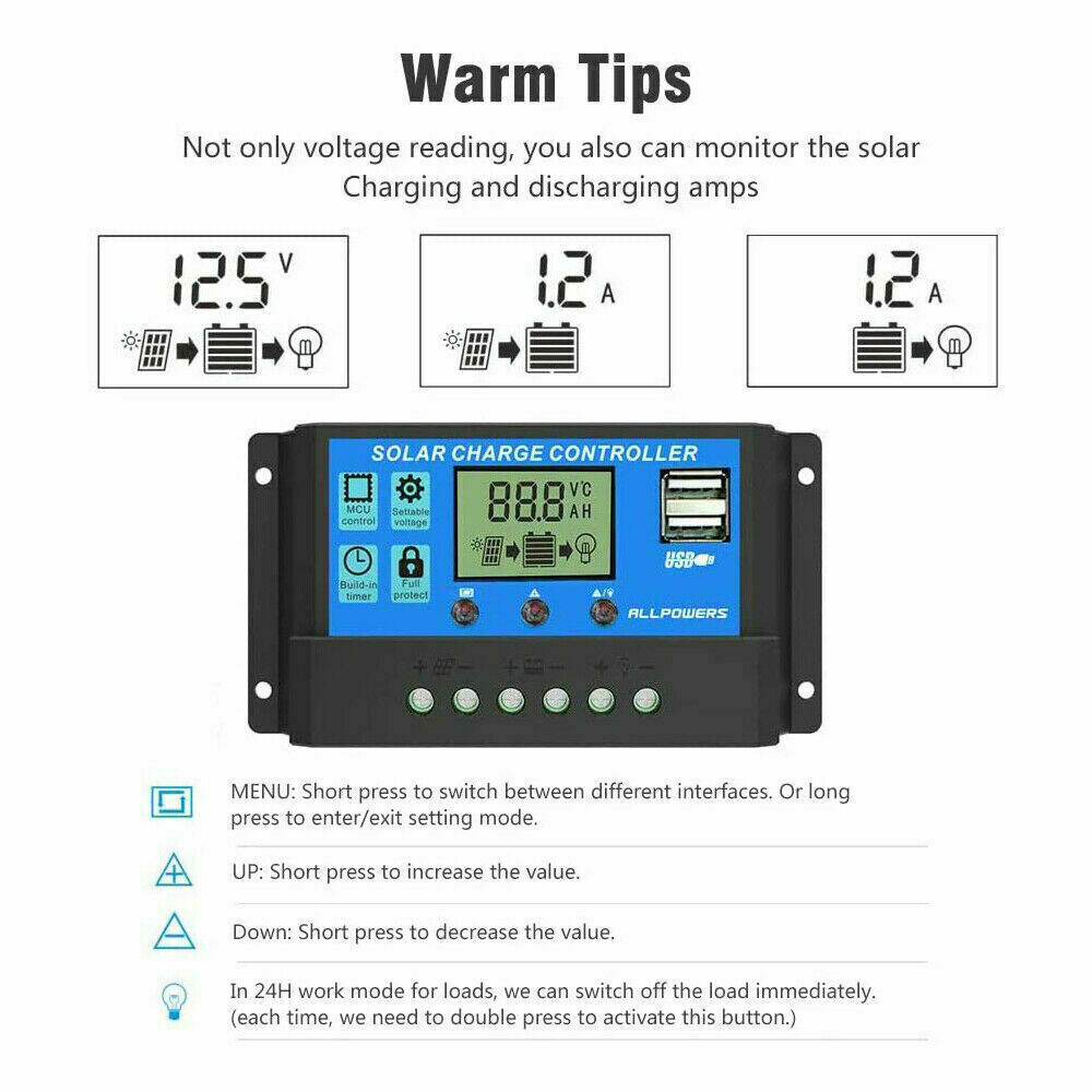 200W Solar Panel 12 Volt Trickle Battery Charger For Caravan Car Van Boat Kits