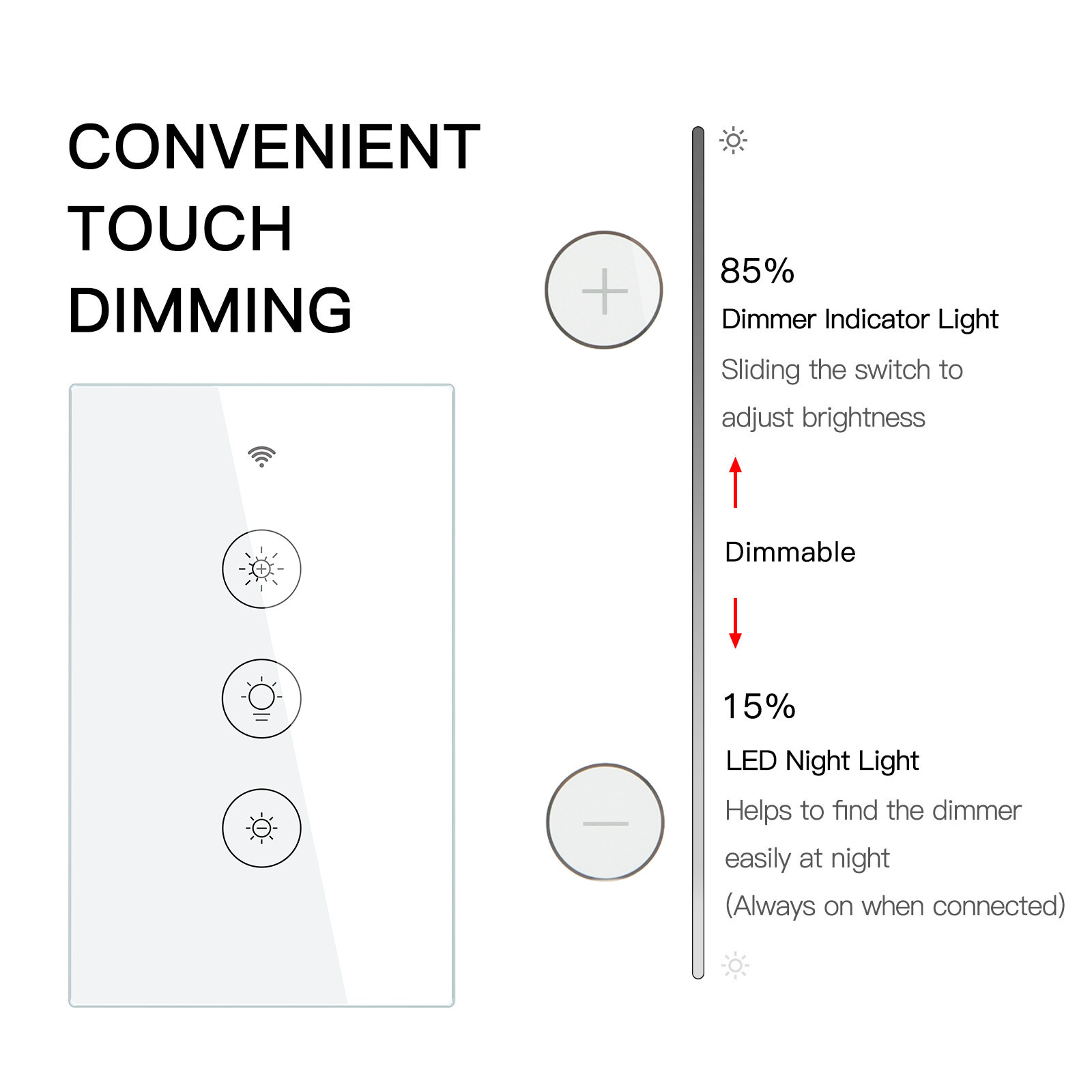 MOES Smart Light Dimmer Switch WiFi RF Wall Touch Glass Panel Alexa Google APP