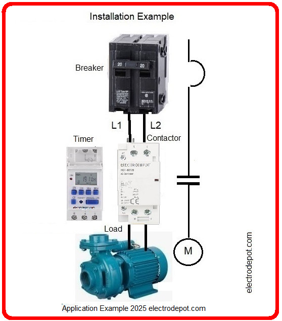 2 Pole Time Switch 220VAC, 7 Day 24 Hr Timer 50A, 30A, 40A Lights, LED Pump DIN