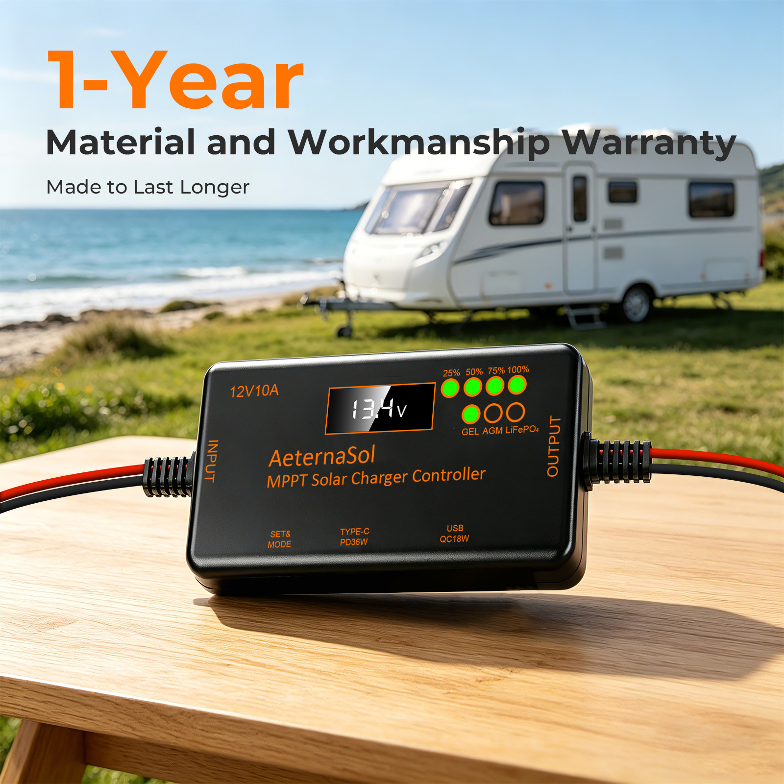 MPPT Solar Charge Controller 10A 12V for RV,Boat，Cabin