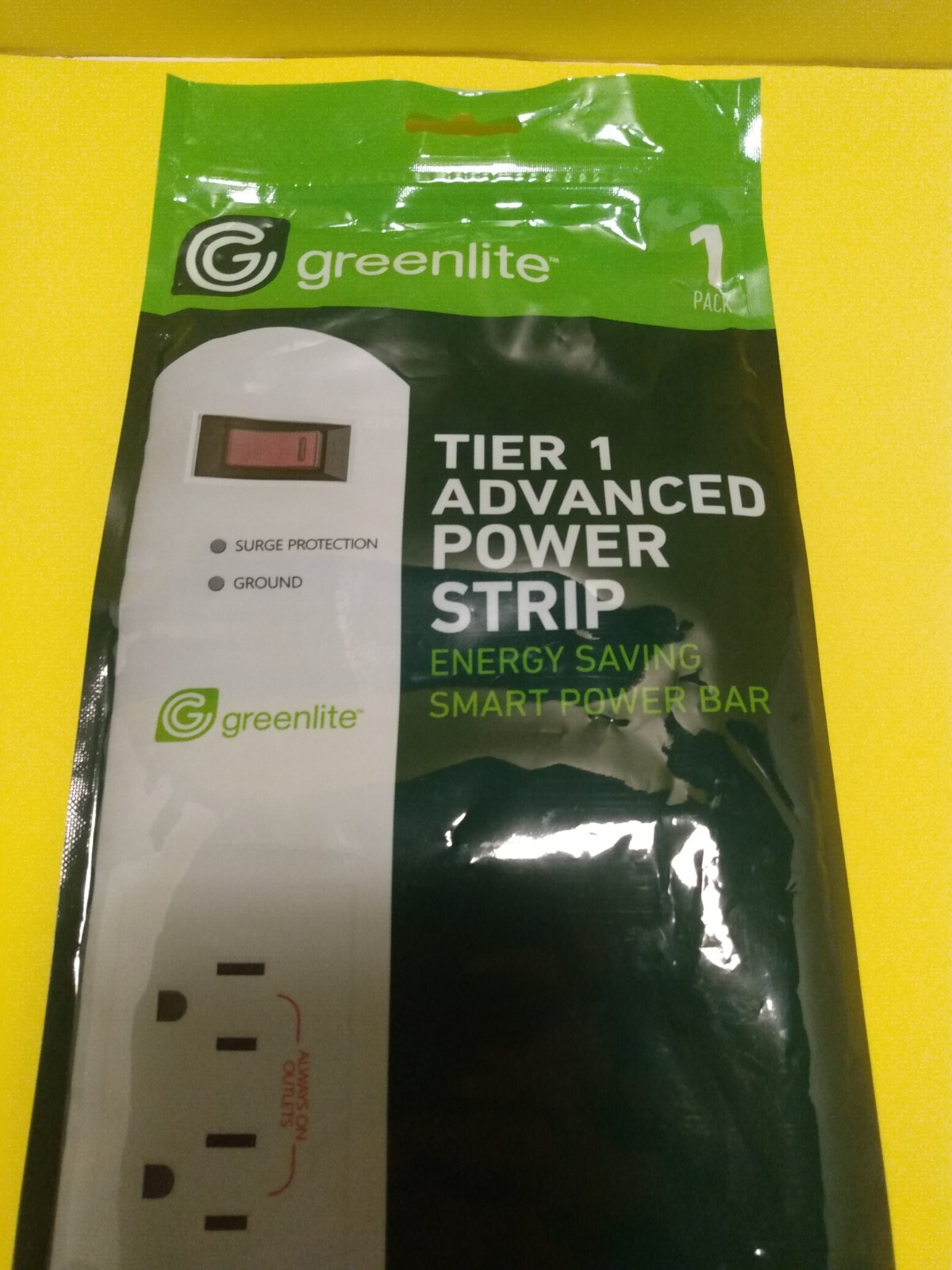 One Greenlite Tier 1 Advanced Current Sensing 7 Outlet Power Strip Laptop PC TV