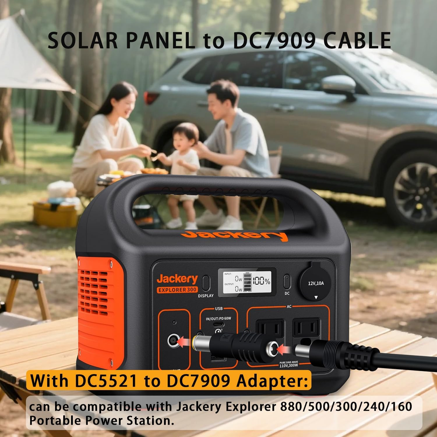 Comeap 5FT 1.5M Solar Panel Adapter for Jackery, to DC 5.5X2.1Mm Extension Power