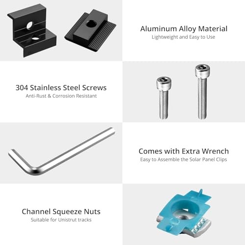 10 PCS Solar Panel Mounting Brackets for Unistrut, 1.18″(30mm)/1.38″(35mm)
