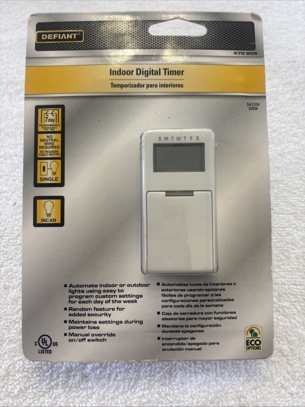 Defiant 7 Day Adjusting Indoor Digital Timer 470906 NEW & SEALED
