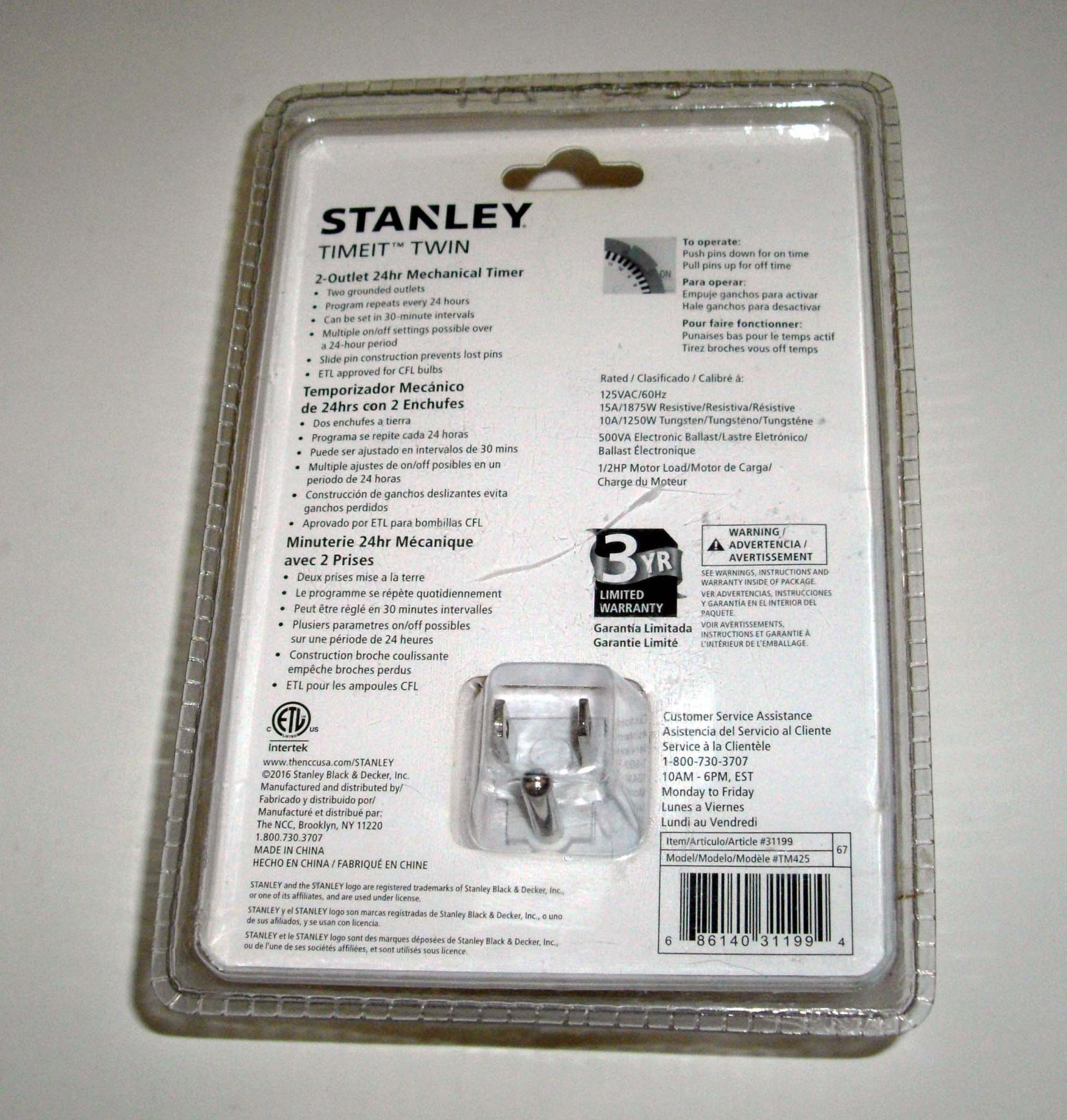 NEW Stanley Timer Mechanical TimeIt Twin 2 Outlet 24 Hour Mechanical Timer 31199