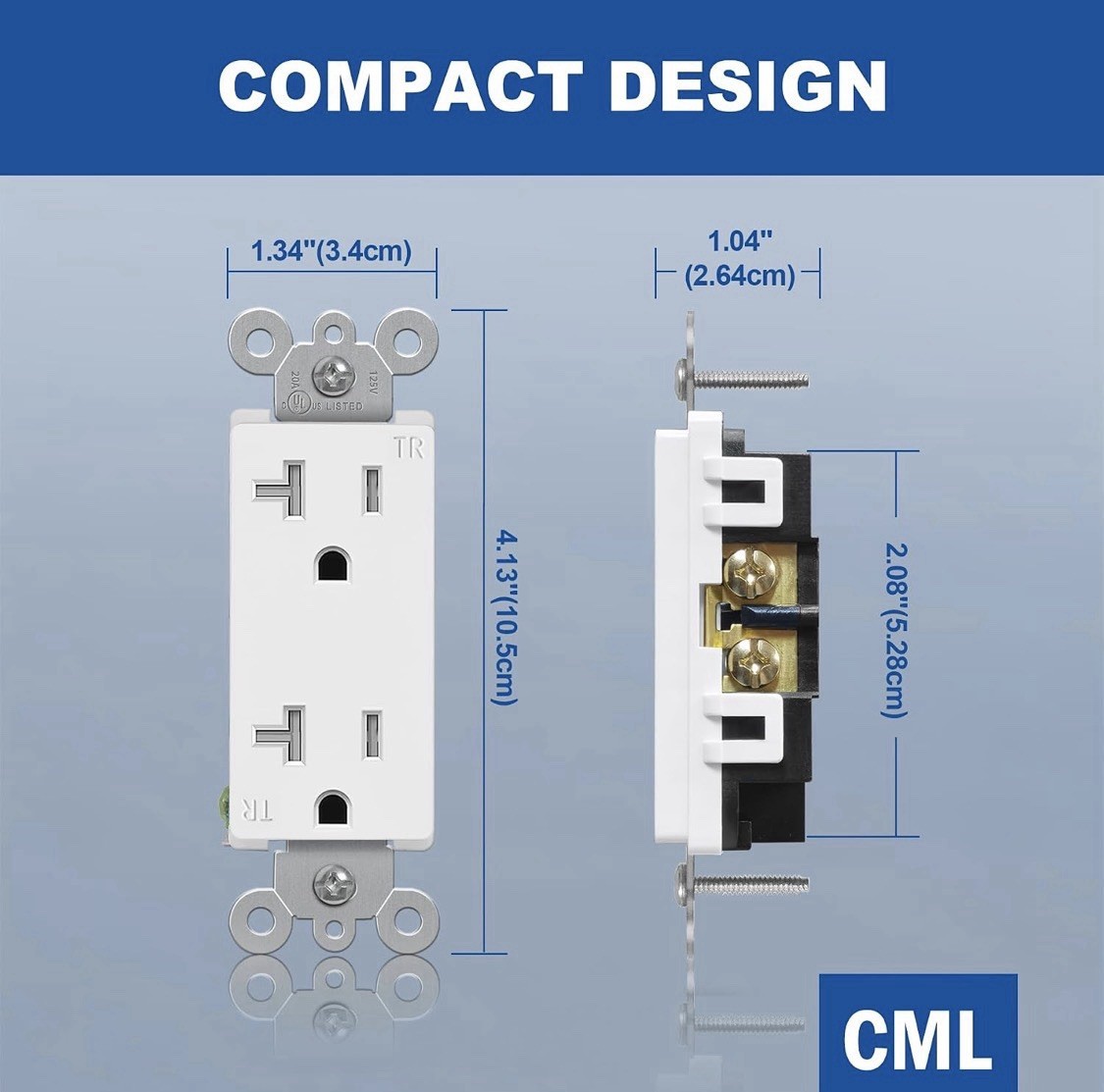 CML 20 Amp Decorator Receptacle Outlet with Tamper Resistant (TR), Standard E…