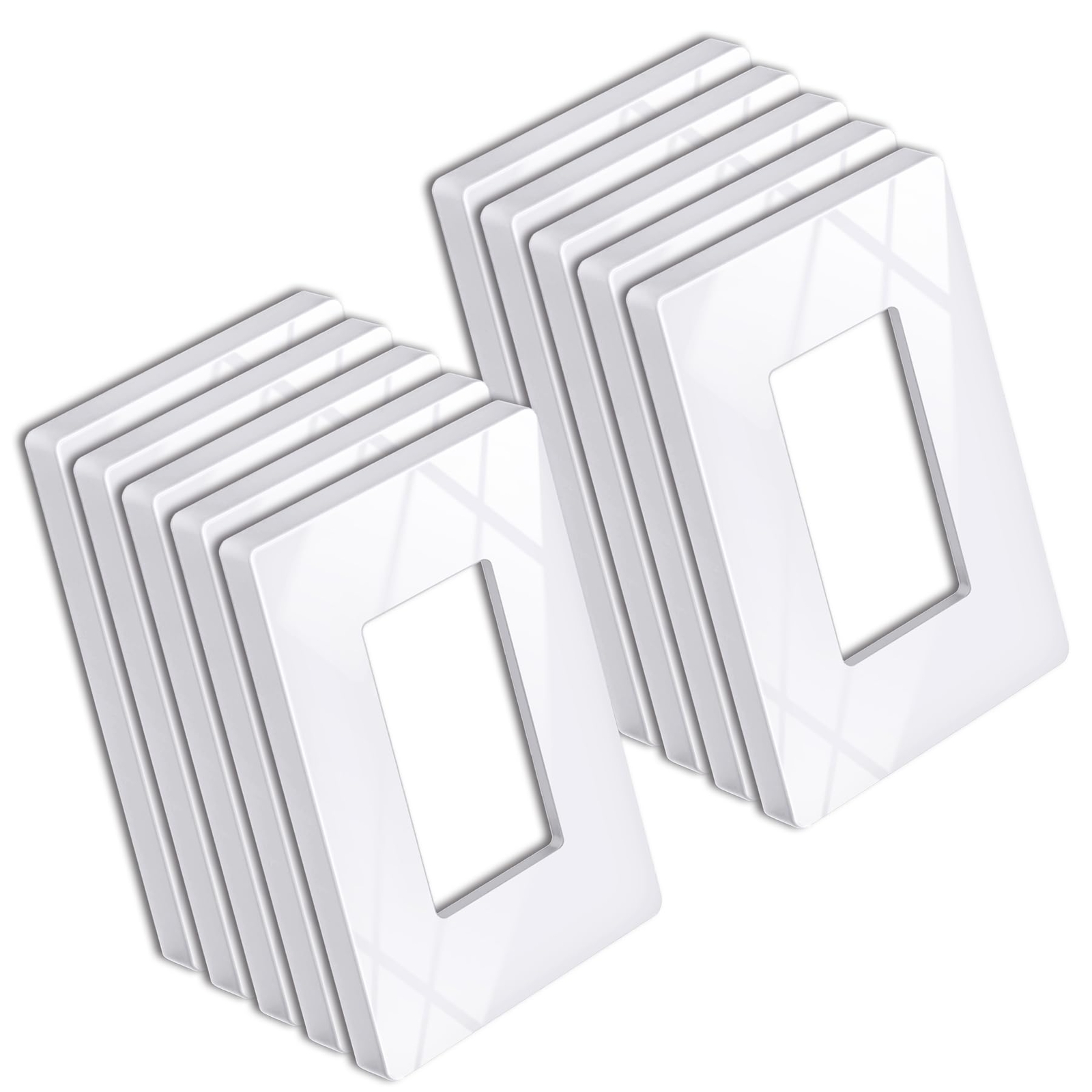 10 Pack 1 Gang Screwless Wall Plate, USWP6 Gloss Snow White, H4.69” x W2.91”