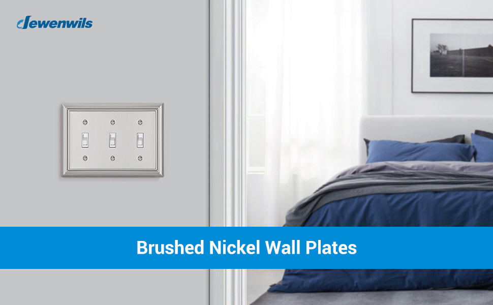 DEWENWILS 2 Pack Tripple Toggle Wallplates Brushed Nickel Light Switch Covers