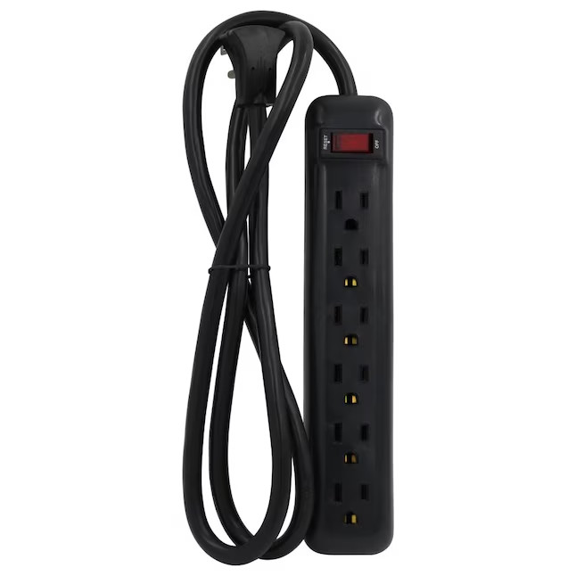 Project Source 4-ft 6 -Outlet Indoor Black Power Strip