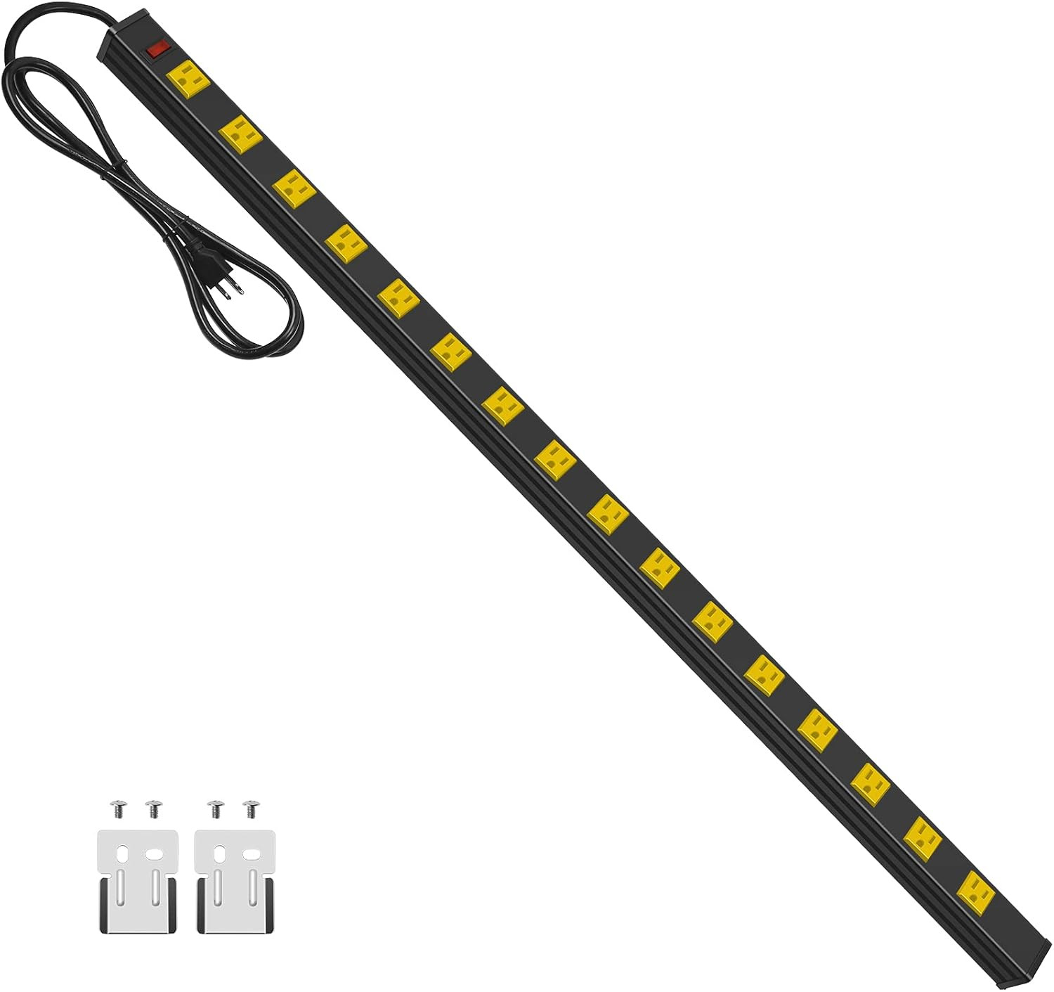 Long Metal 16 Outlet Wide Spaced Garage Industrial Heavy Duty Power Strip with 6