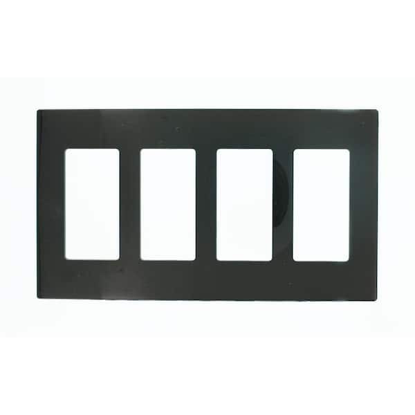 Leviton 4-Gang Decora Screwless Wall Plate Black Polycarbonate Rocker Cover