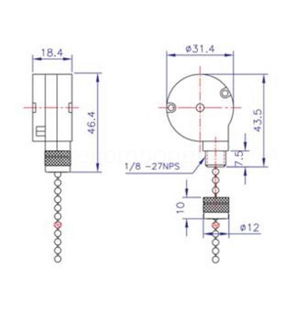 ZE-228S Pull Chain Switch 2 Speed Ceiling Fan Gardner Bender