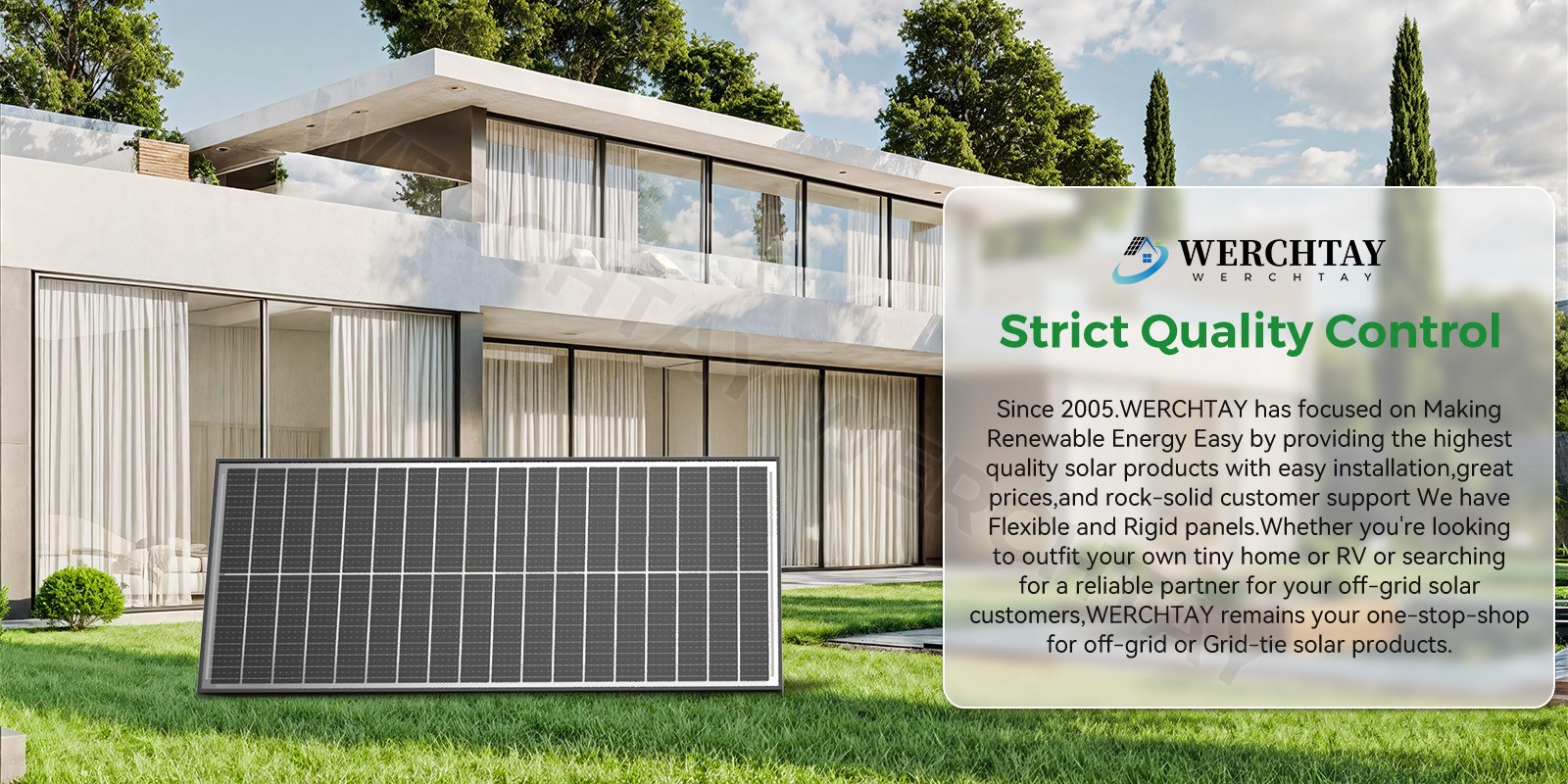 100 Watt Solar Panel Bifacial 12V Home PV Power Off-Grid RV Camper System Carava