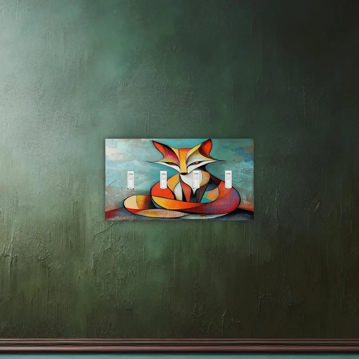 Modern Fox Custom switch plate Modern style wall art light switch plate outlet