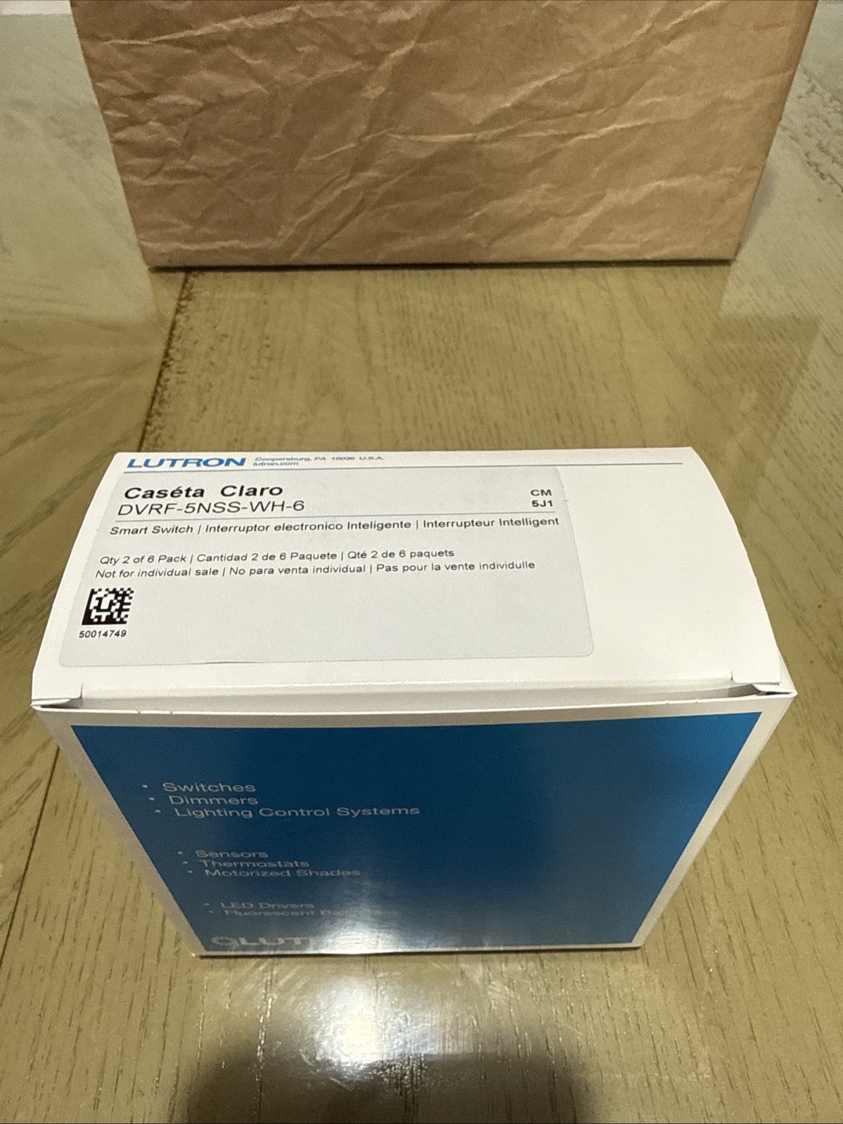 Lutron Caseta Claro Smart Switch, White, DVRF-5NSS-WH-6, 2-pack