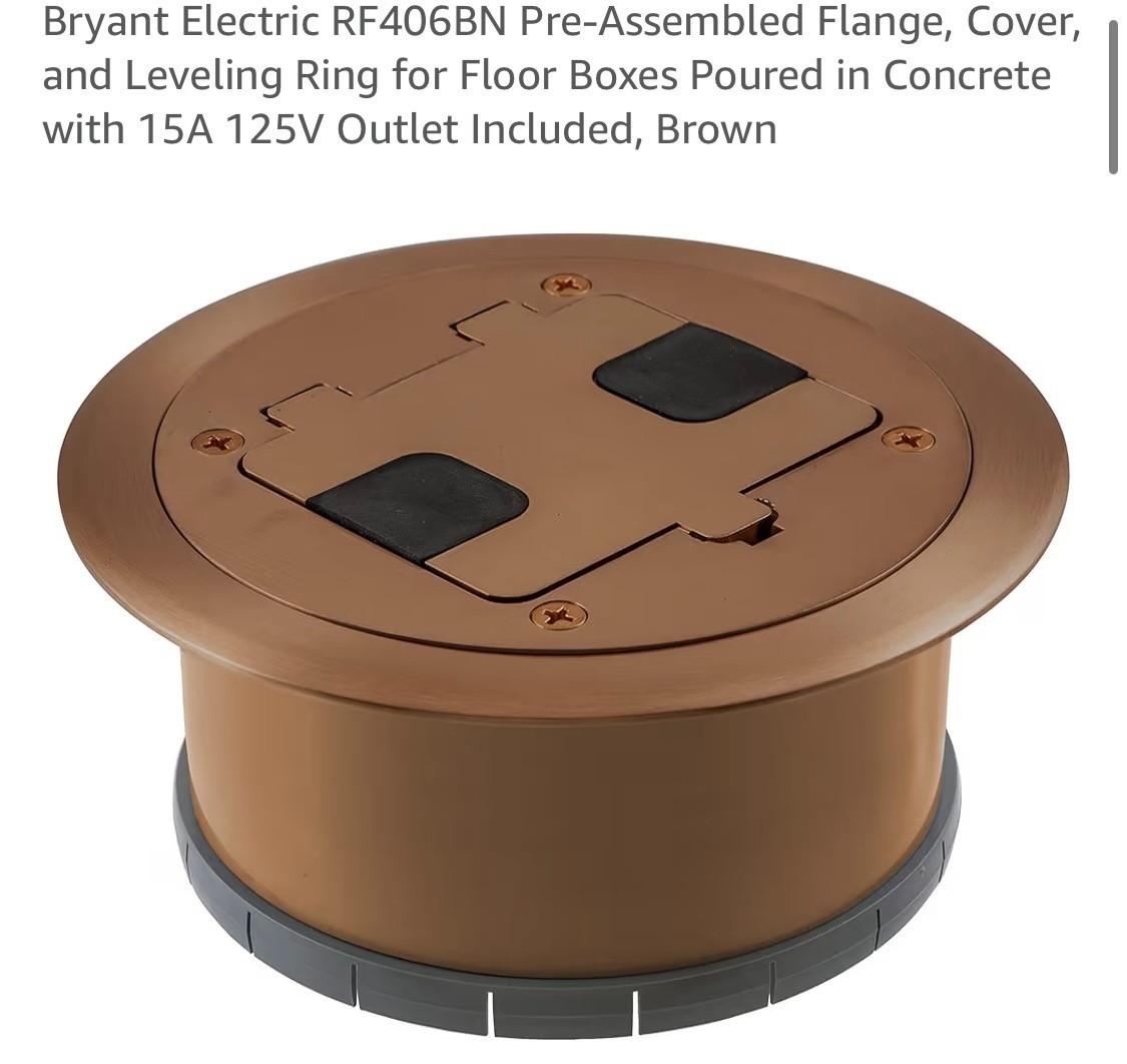 Bryant Electric Rf406Bn Pre-Assembled Flange Cover And Leveling Ring For Floor