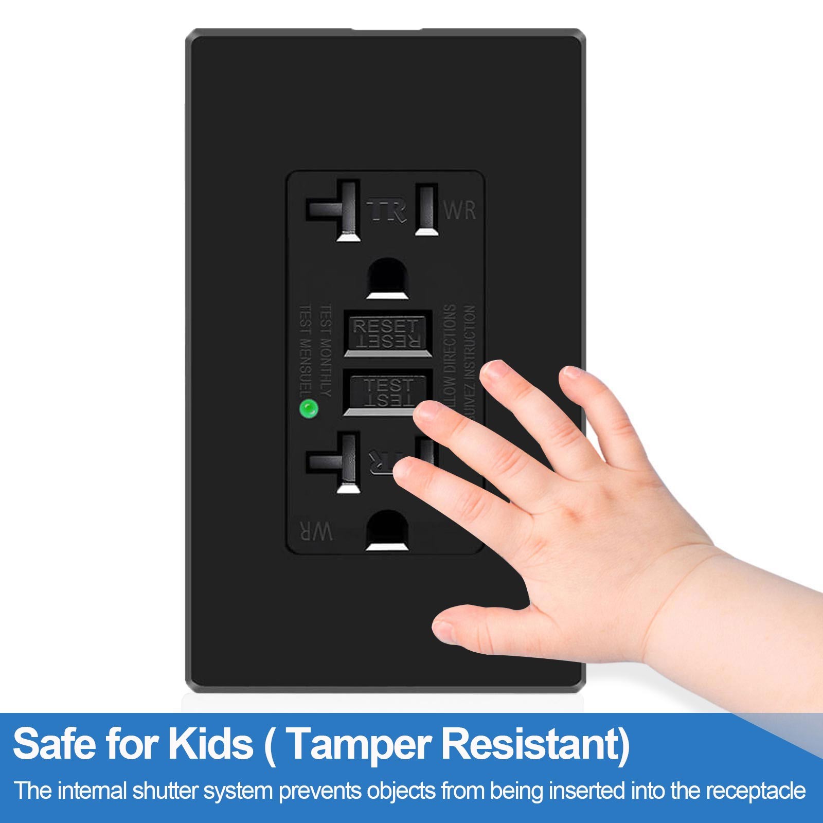 6PK 20A Black GFCI Outlet Easy Install WR TR & ETL Rated LED Status Light Home