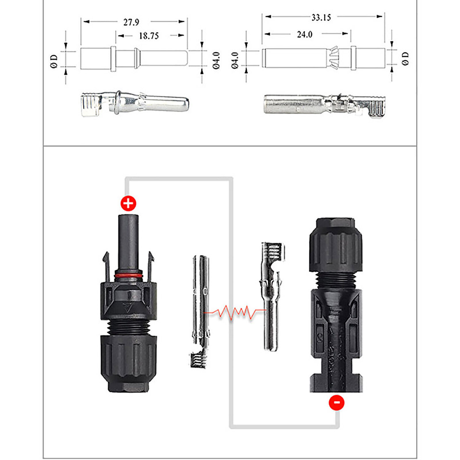 10 Pairs Solar Connector Inner Core Compatible Terminal Pins 30A Male Female Set