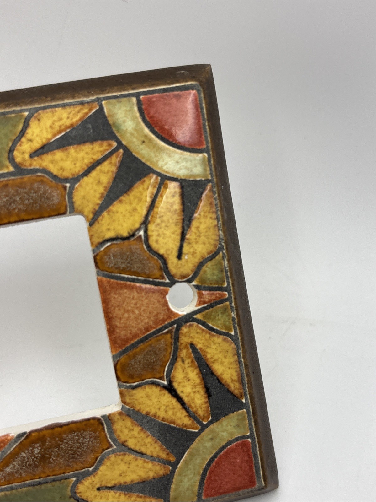 All Fired Up! Canada Ceramic Dimmer Switch Plate Single Floral Orange Green