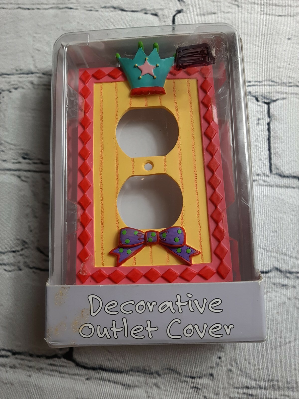 Borders Unlimited Little Princess Pink Yellow Crown Bow Decorative Outlet Cover