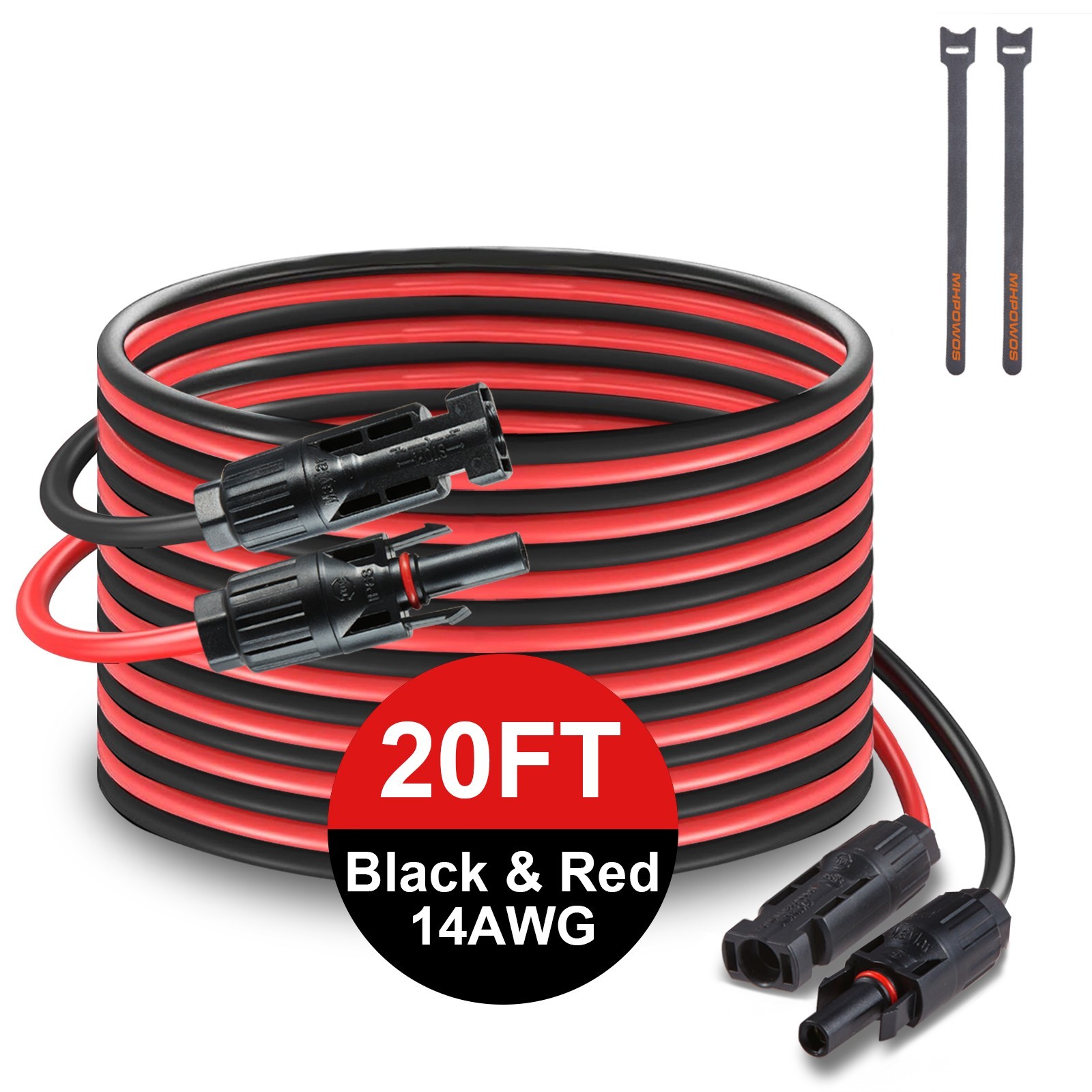Extension Cable 14AWG solar panel wire red black PV cable 600V solar panel cord