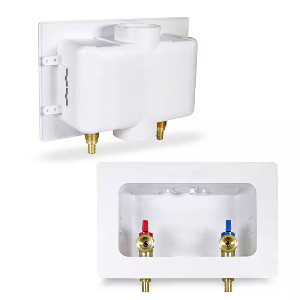 1/2 In. PEX B Brass Valve Fittings in White ABS Plastic Washing Machine Center O