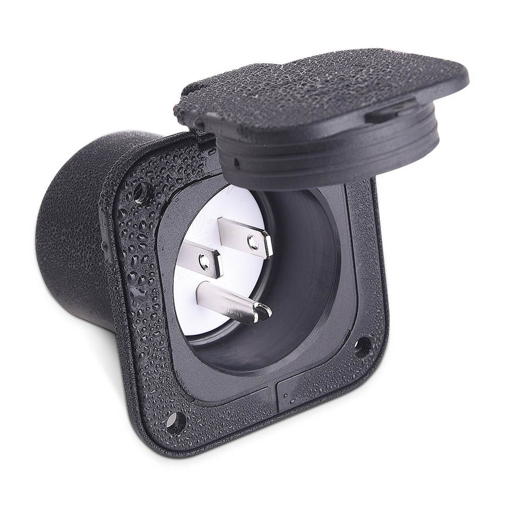 15 Amp Flanged Inlet 125V NEMA 5-15P RV Shore Power Inlet Plug Port Waterproof