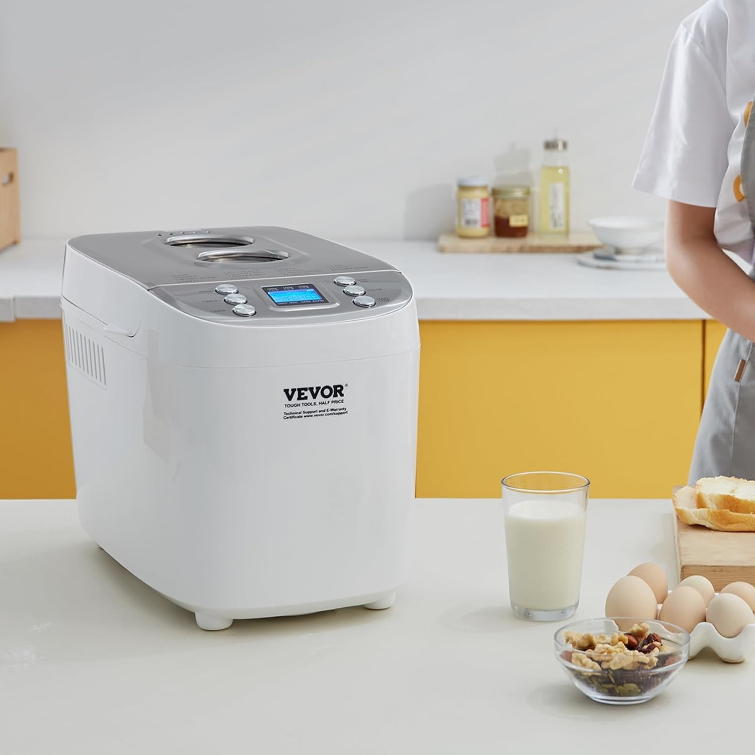 VEVOR Bread Maker, Dough Machine 15 Menus in 1, Non-Stick Ceramic Pan…