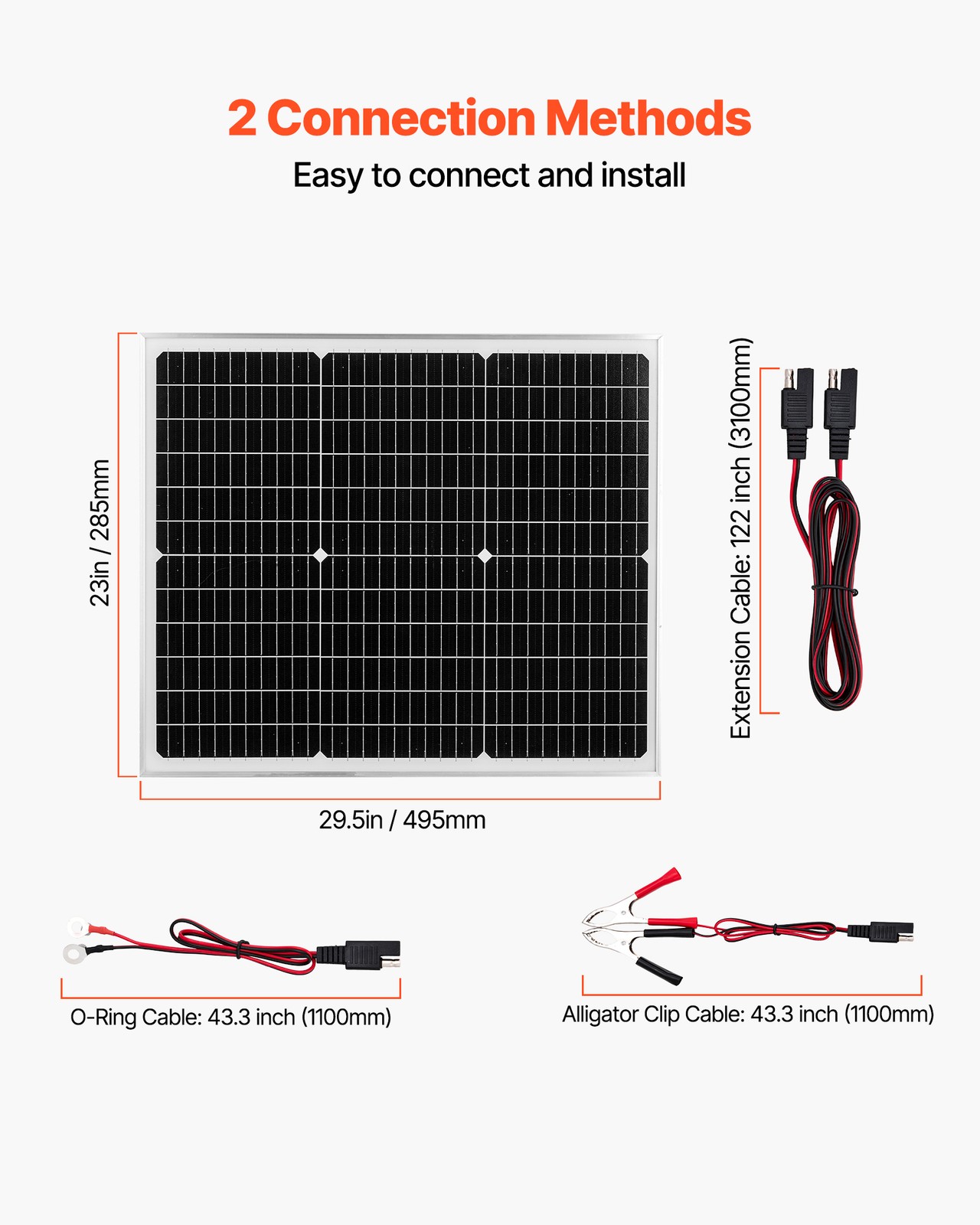 VEVOR Solar Battery Trickle Charger Maintainer Kit 50W 12V with MPPT Controller