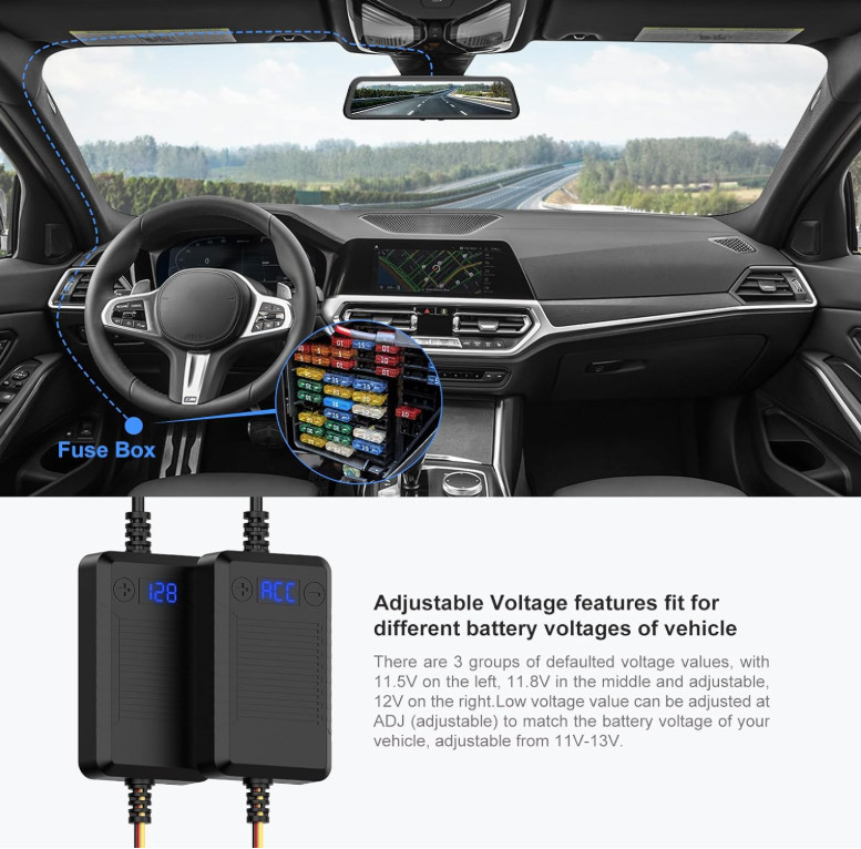 Kit cableado dashcam 12-30V a 5V 3A protección voltaje inteligente ajustable