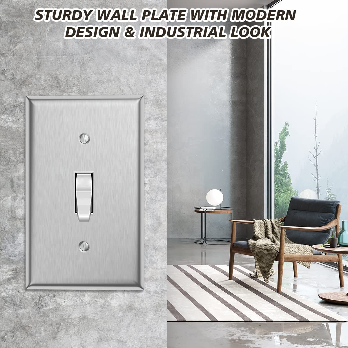 20-Pack Single Toggle 1-Gang Wall Switch Plate Cover Stainless Steel Light Sw…